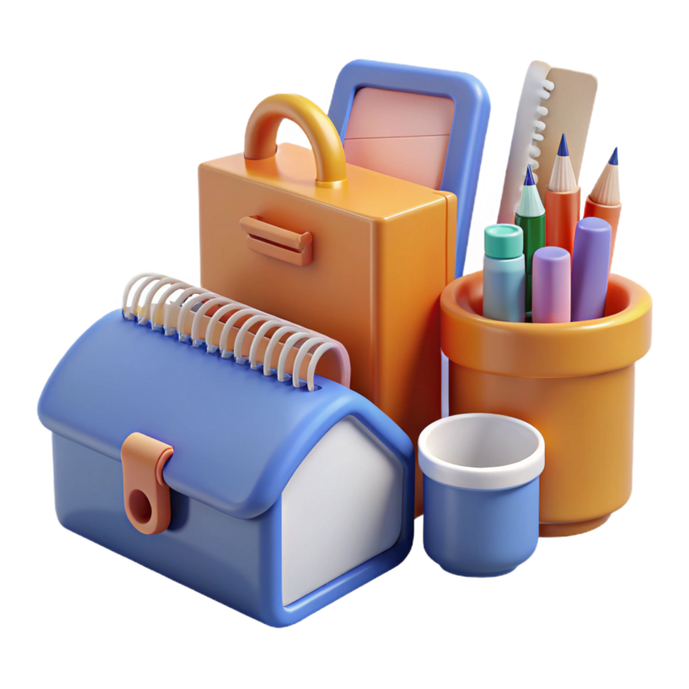 wonderful classic Office supplies with various items, high resolution png