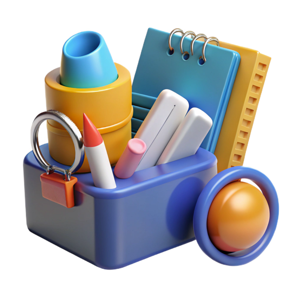 vibrant rustic Office supplies with various items, exclusive png