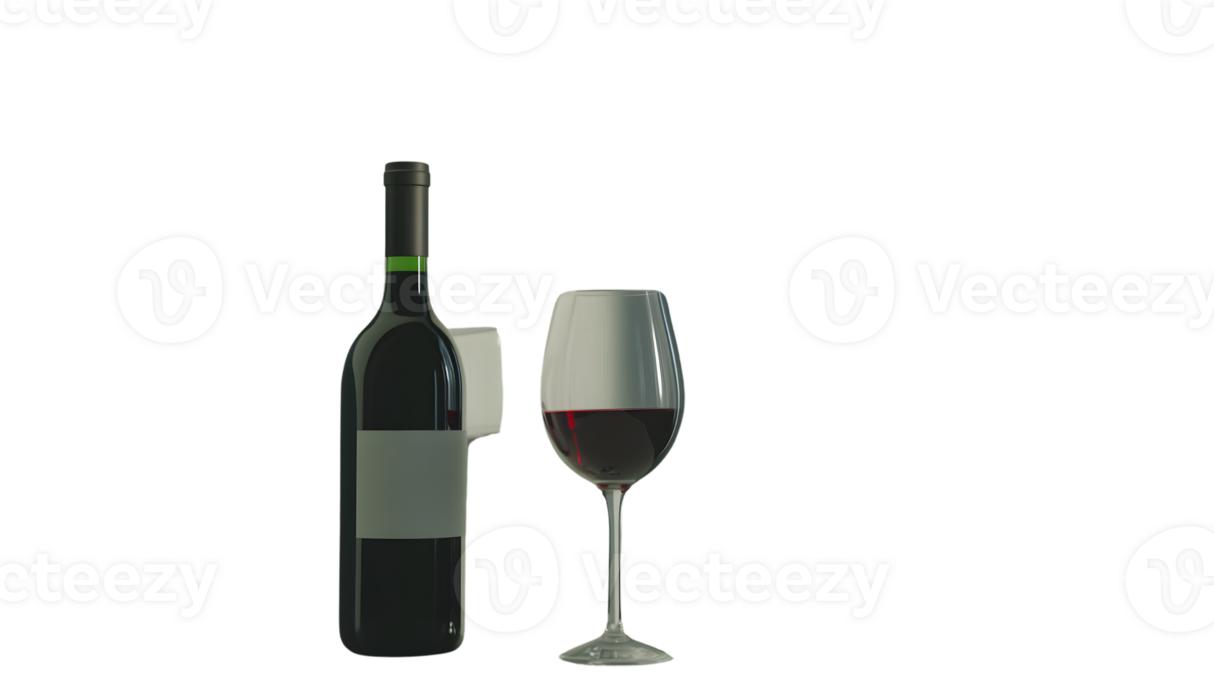 Elegant Wine Bottle and Glass Displayed Against a Black Background Perfect for Culinary and Be png