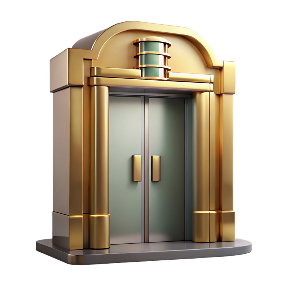 standout futuristic Art Deco building elevator door, NO BACKGROUND with Transparent Background. top-tier png