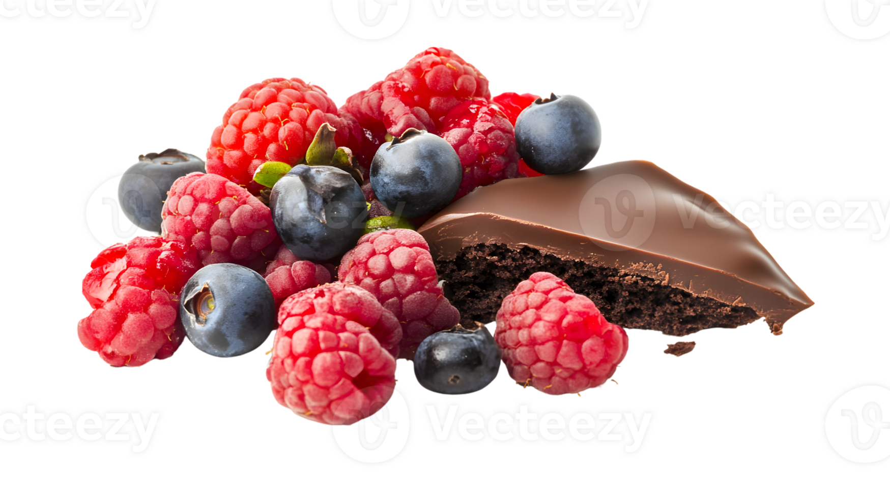 Fresh Berries and Chocolate Delight A Luscious Combination of Raspberries Blueberries and De png