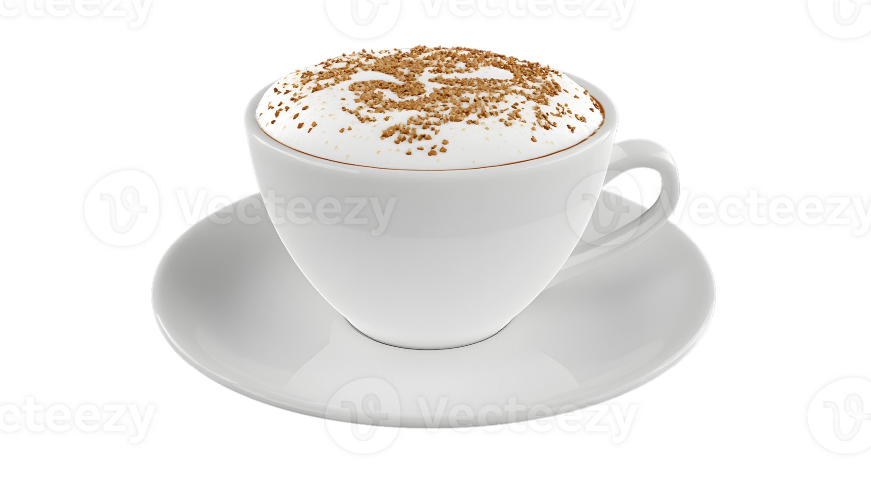 Frothy Cappuccino in a White Ceramic Cup with Whipped Cream and Sprinkles Perfect for Coffee L png