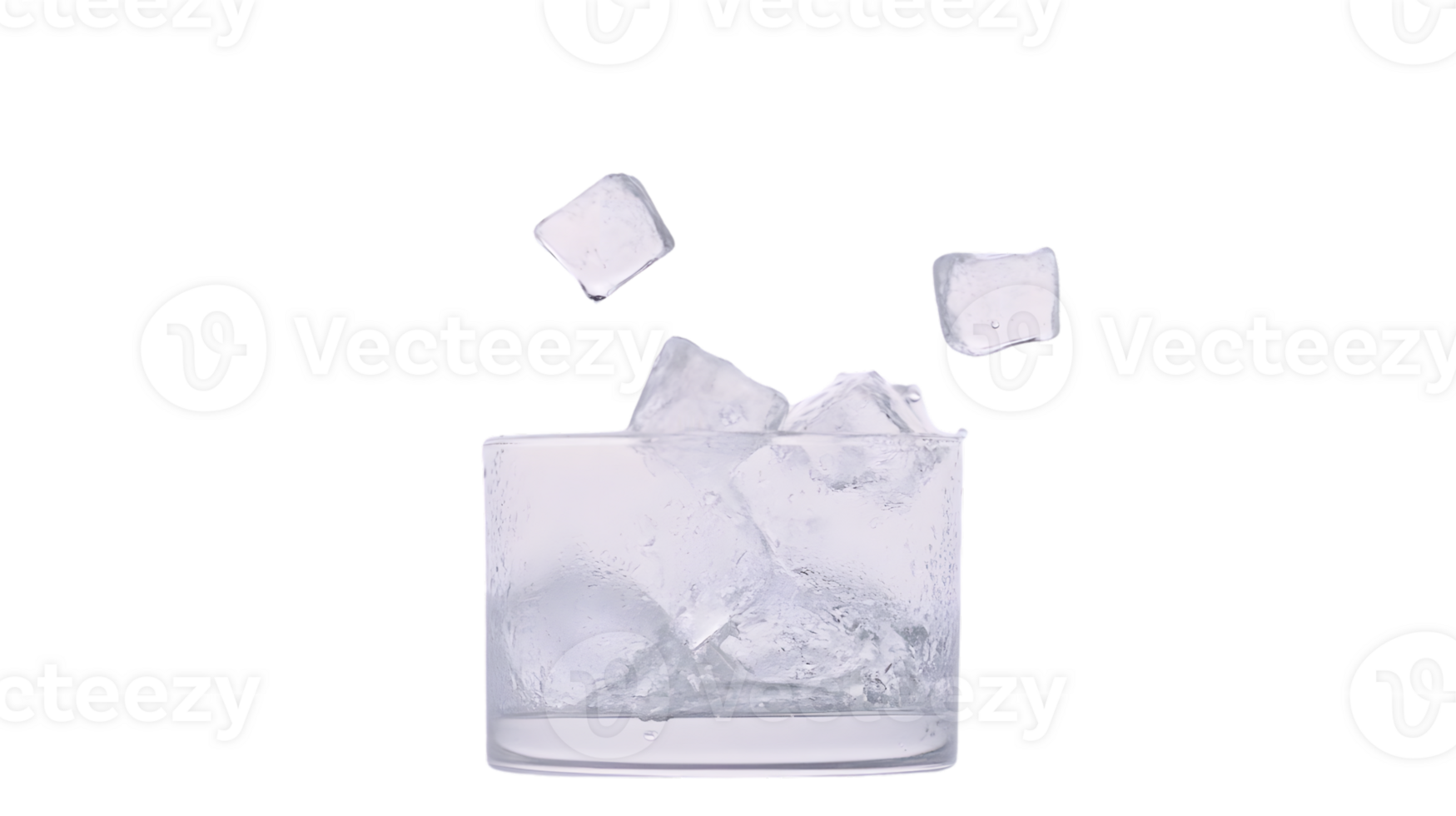 Ice Cubes Falling into a Glass with Water Refreshing Beverage Scene Cold Drink Photography T png