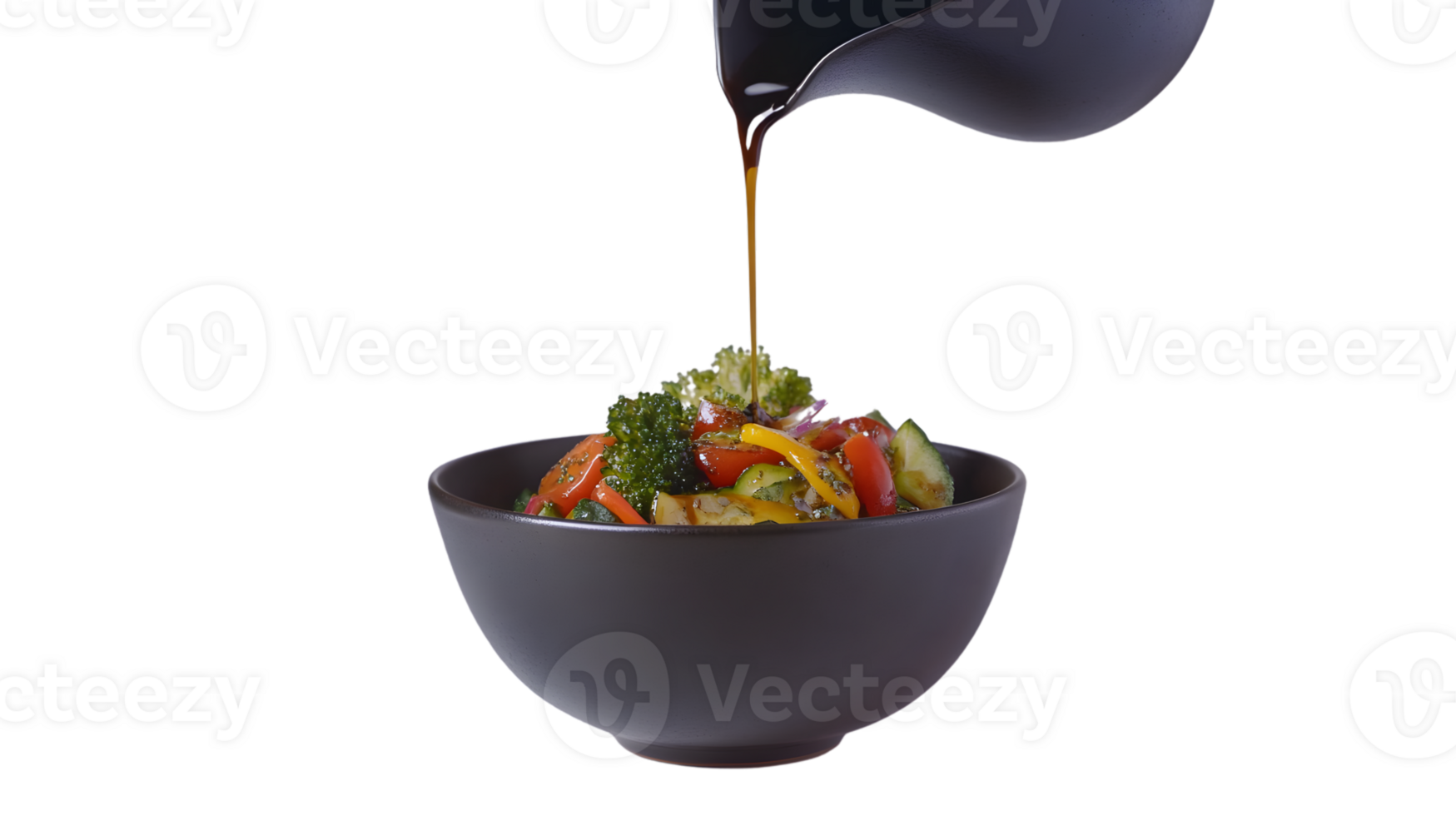 Pouring Dressing Over Fresh Salad in a Bowl Healthy Eating Concept Culinary Photography Food png