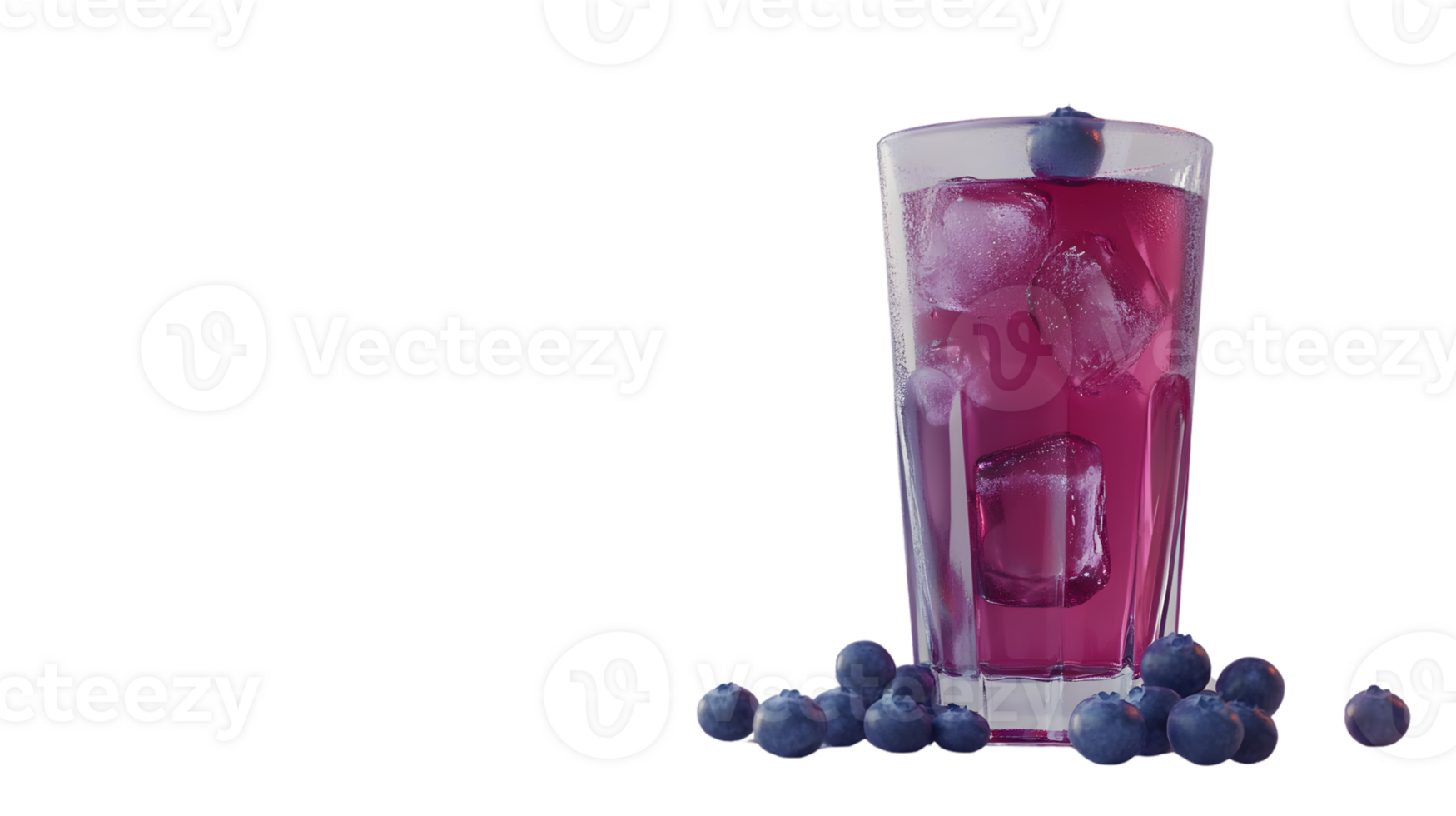 Refreshing Berry Beverage with Ice Cubes and Fresh Berries in a Glass png