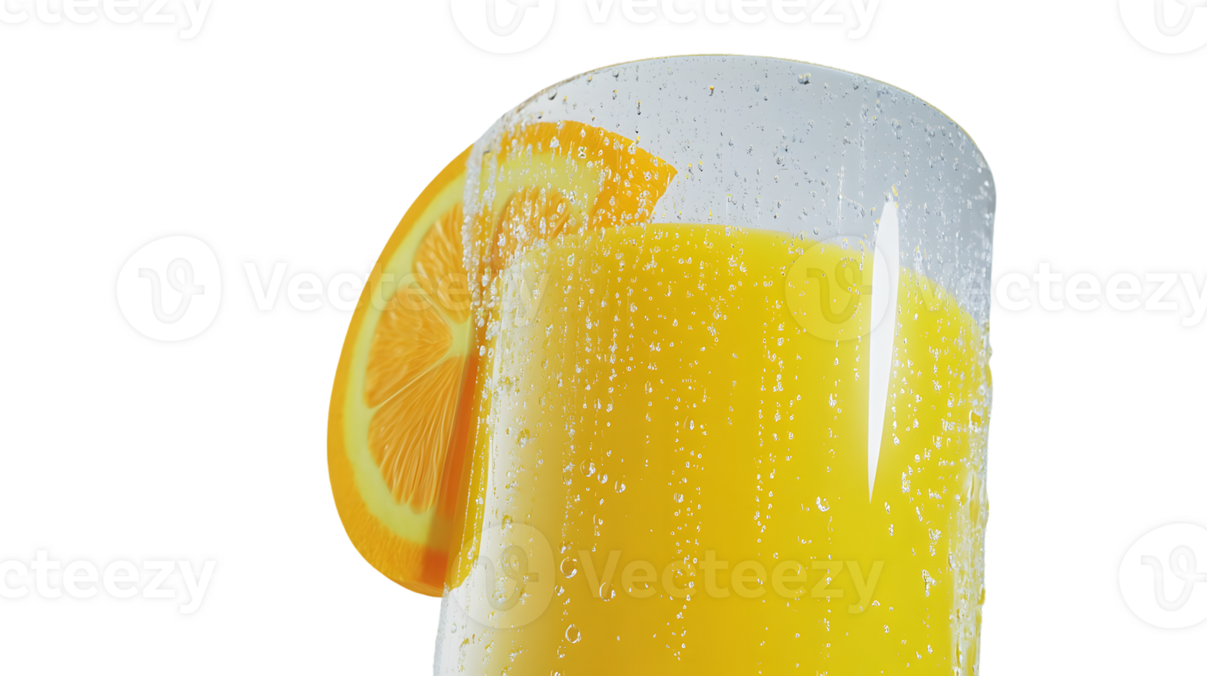 Refreshing Citrus Beverage in a Frosted Glass with Ice and Orange Slice png