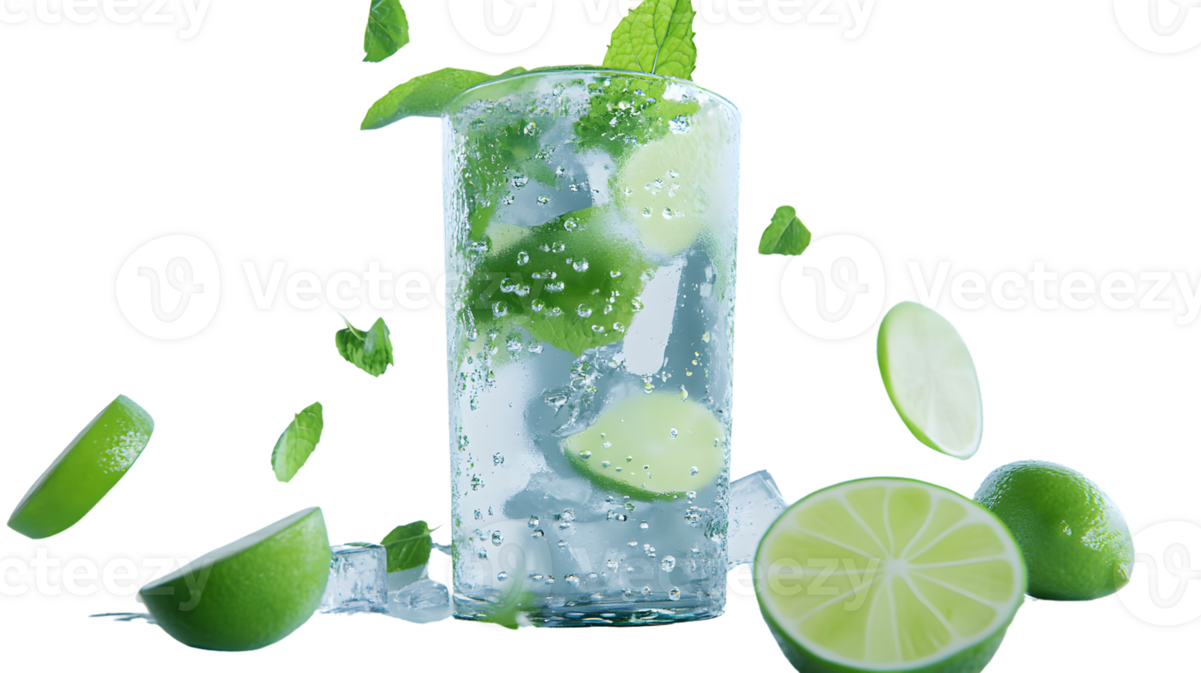 Refreshing Citrus Beverage with Ice and Herbs Perfect for Summer Drinks Healthy Lifestyle an png