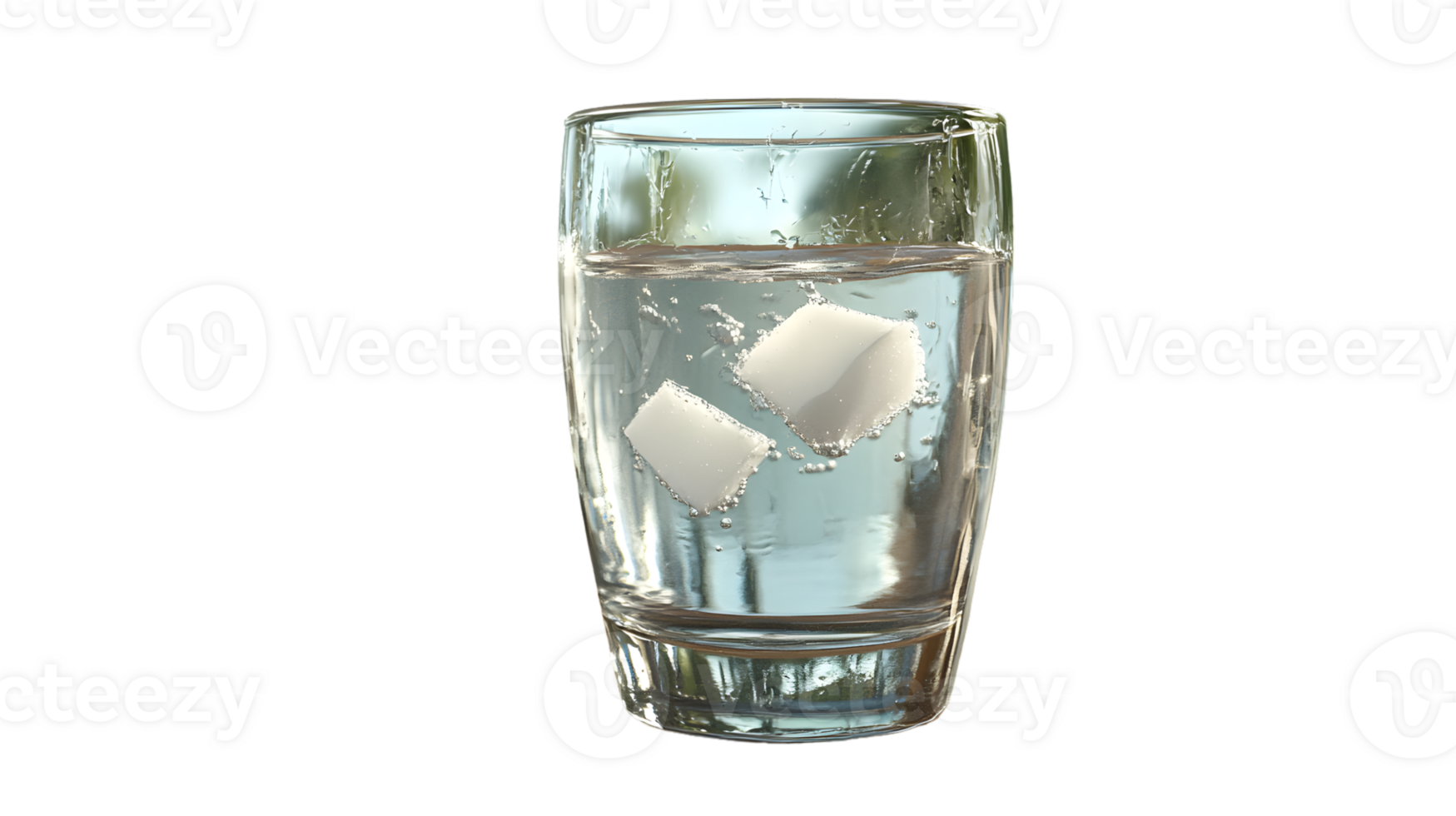 Refreshing Glass of Water with Ice Cubes on a Transparent Background png