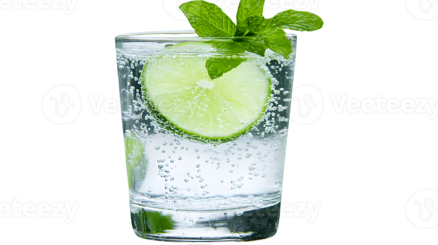 Refreshing Glass of Sparkling Water with Lime and Mint Perfect for Summer Drinks Beverage Pho png