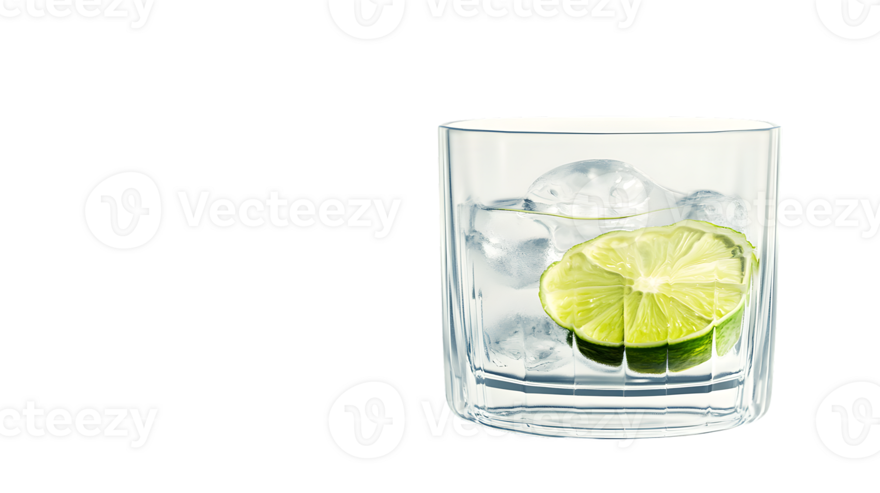 Refreshing Glass with Ice and Lime Slices for Beverage Presentation png
