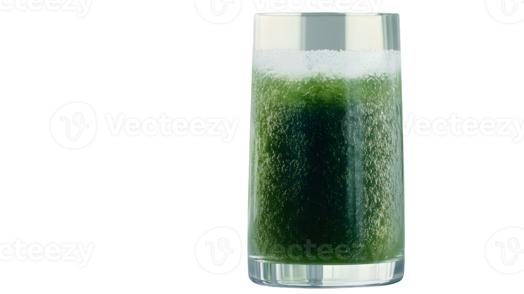 Refreshing Green Beverage in a Glass with Bubbles and Foam Ideal for Health and Wellness Conte png