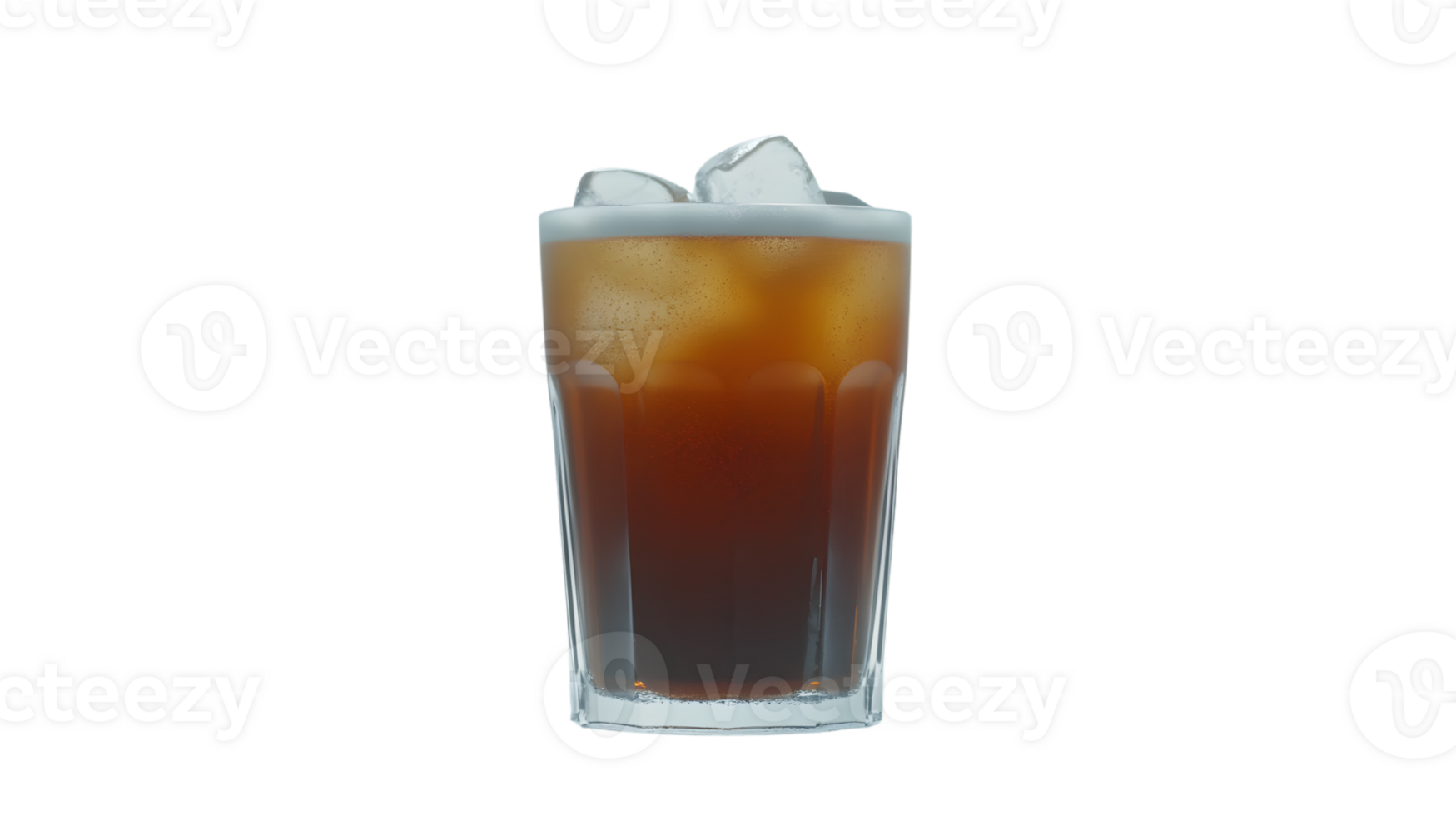 Refreshing Iced Beverage in a Glass with Ice Cubes and Frothy Top Ideal for Summer Drinks Col png