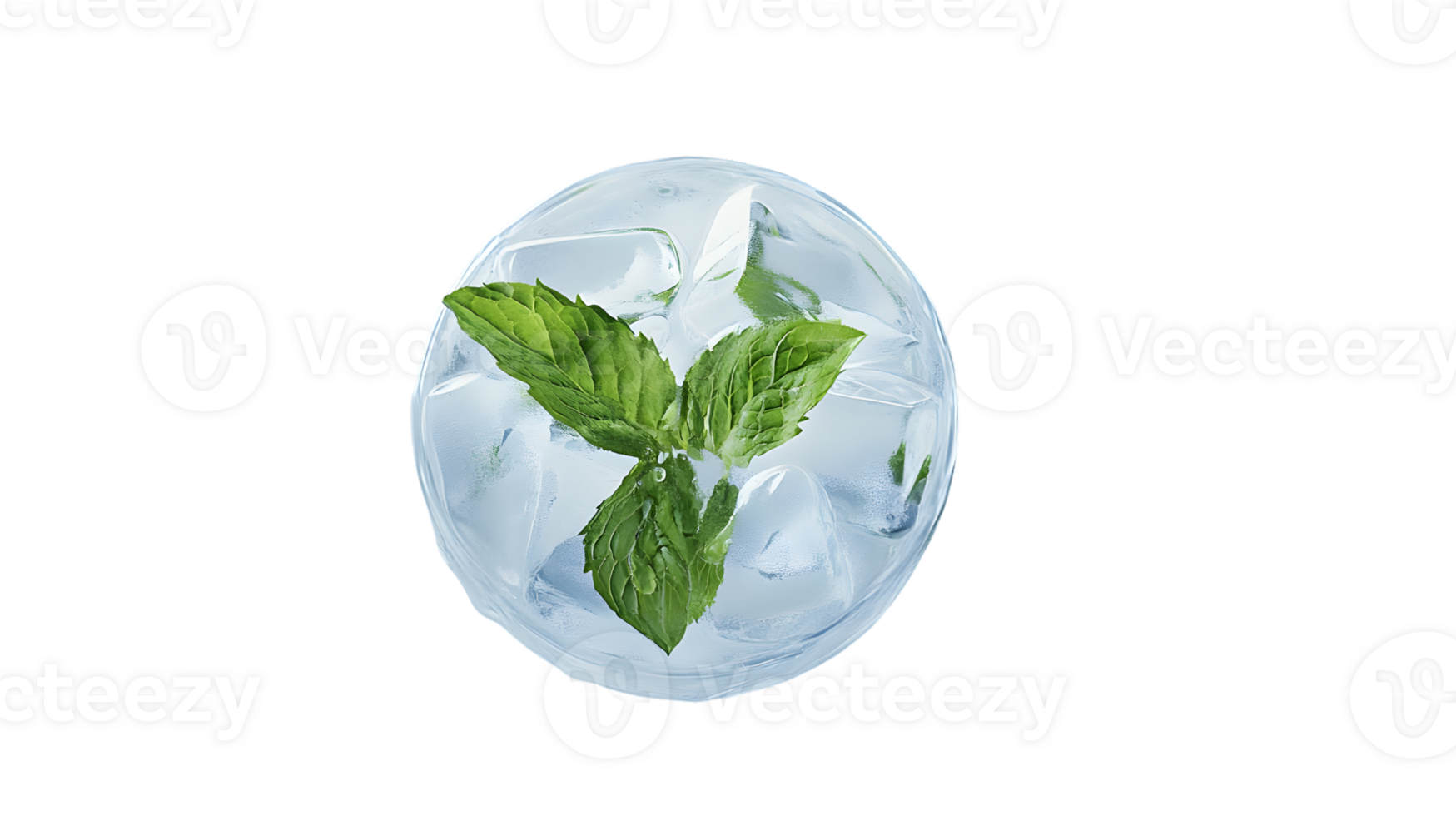Refreshing Ice and Mint Composition in a Glass png