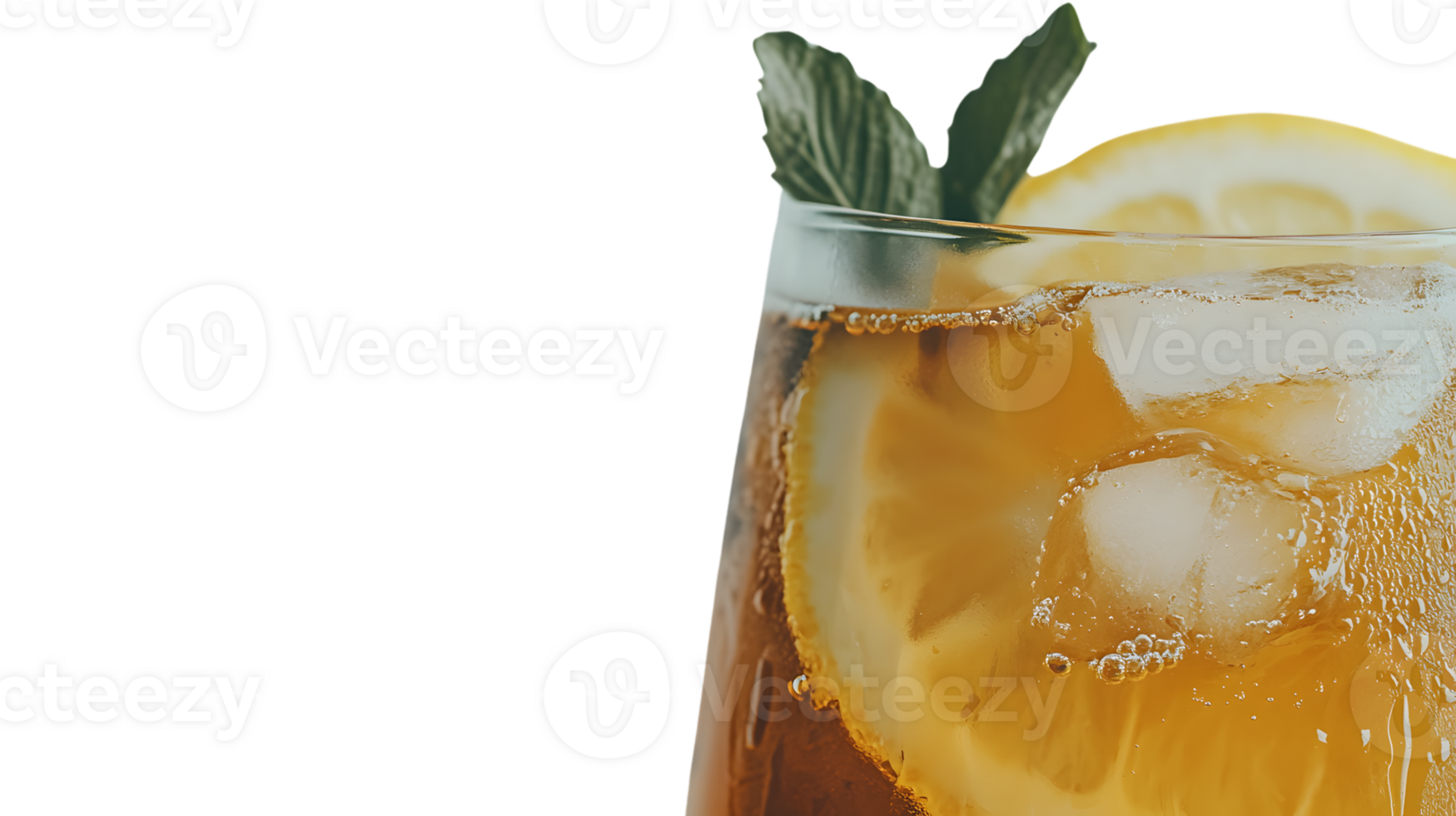 Refreshing Iced Beverage with Lemon and Mint Garnish Perfect for Summer Drinks Cool and Invit png