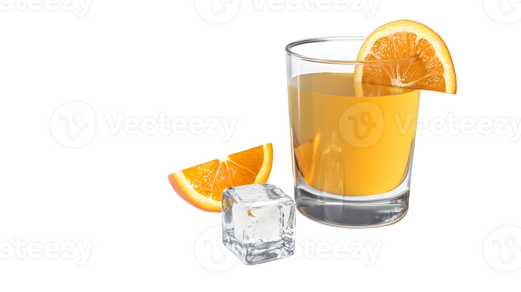 Refreshing Orange Juice with Ice and Slices Perfect for Summer Drinks Healthy Beverage Vitam png