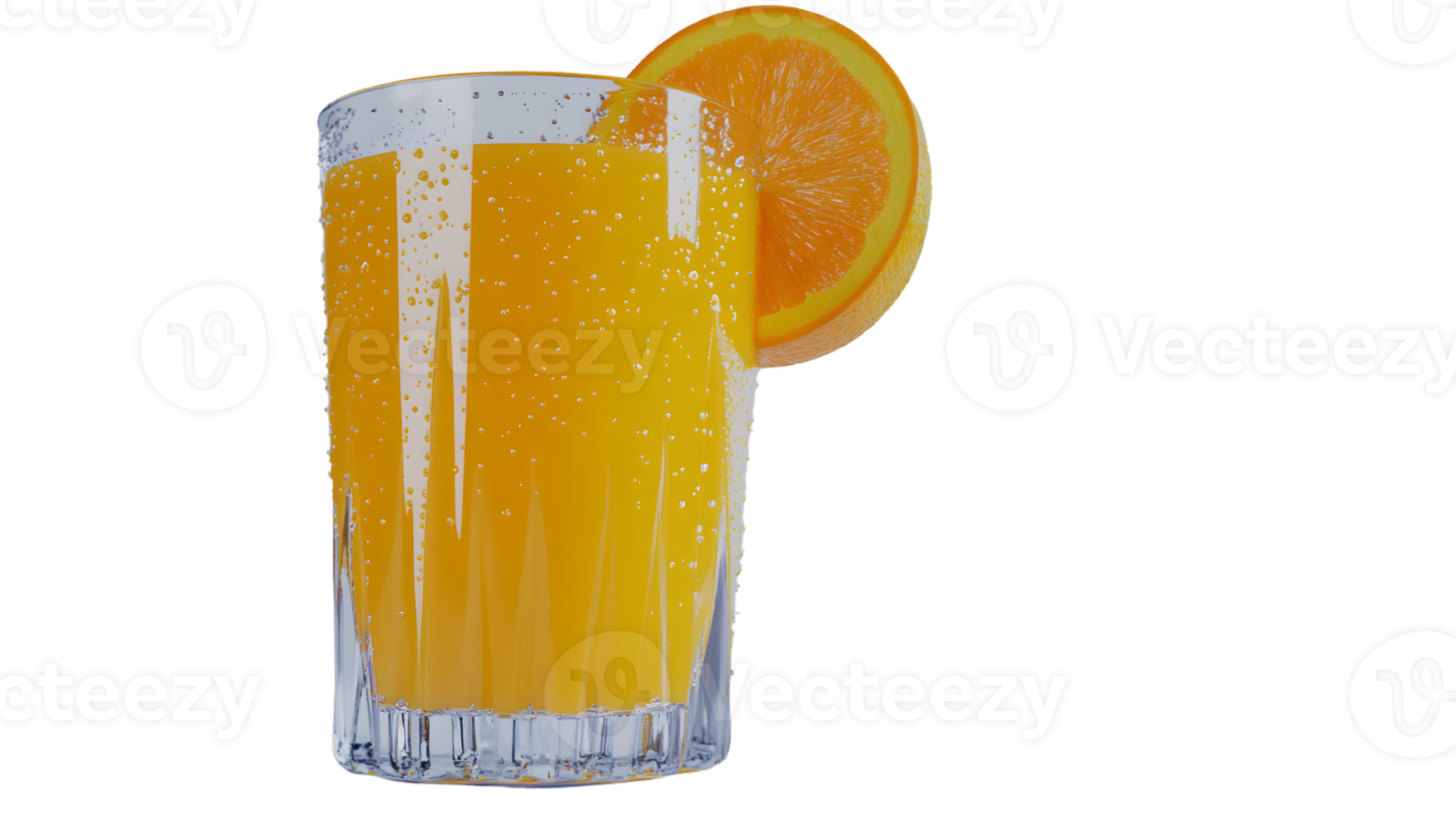 Refreshing Orange Juice in a Glass with Ice and Slice Garnish png