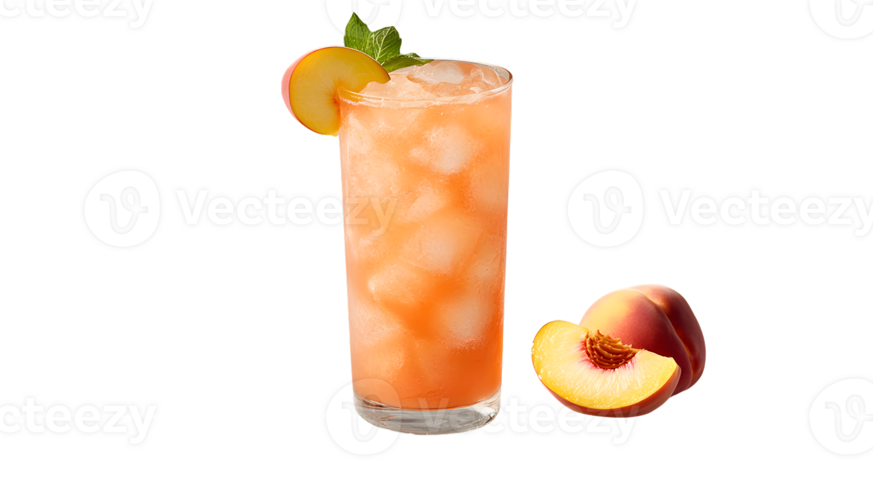 Refreshing Peach Cocktail with Ice and Garnish Perfect for Summer Drinks Beverage Photography png