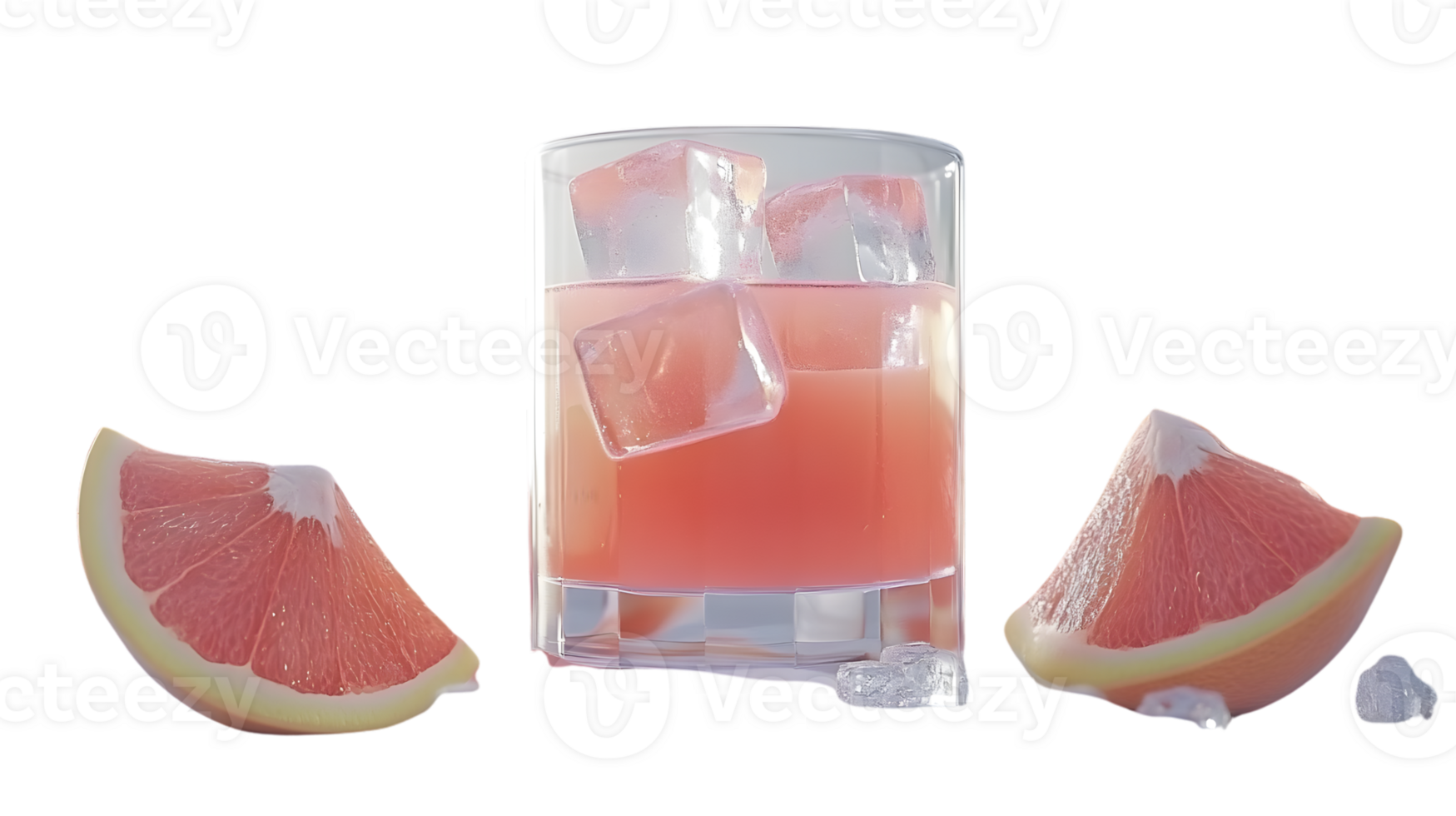 Refreshing Pink Citrus Cocktail with Ice Cubes and Fruit Slices Ideal for Summer Drinks Bever png