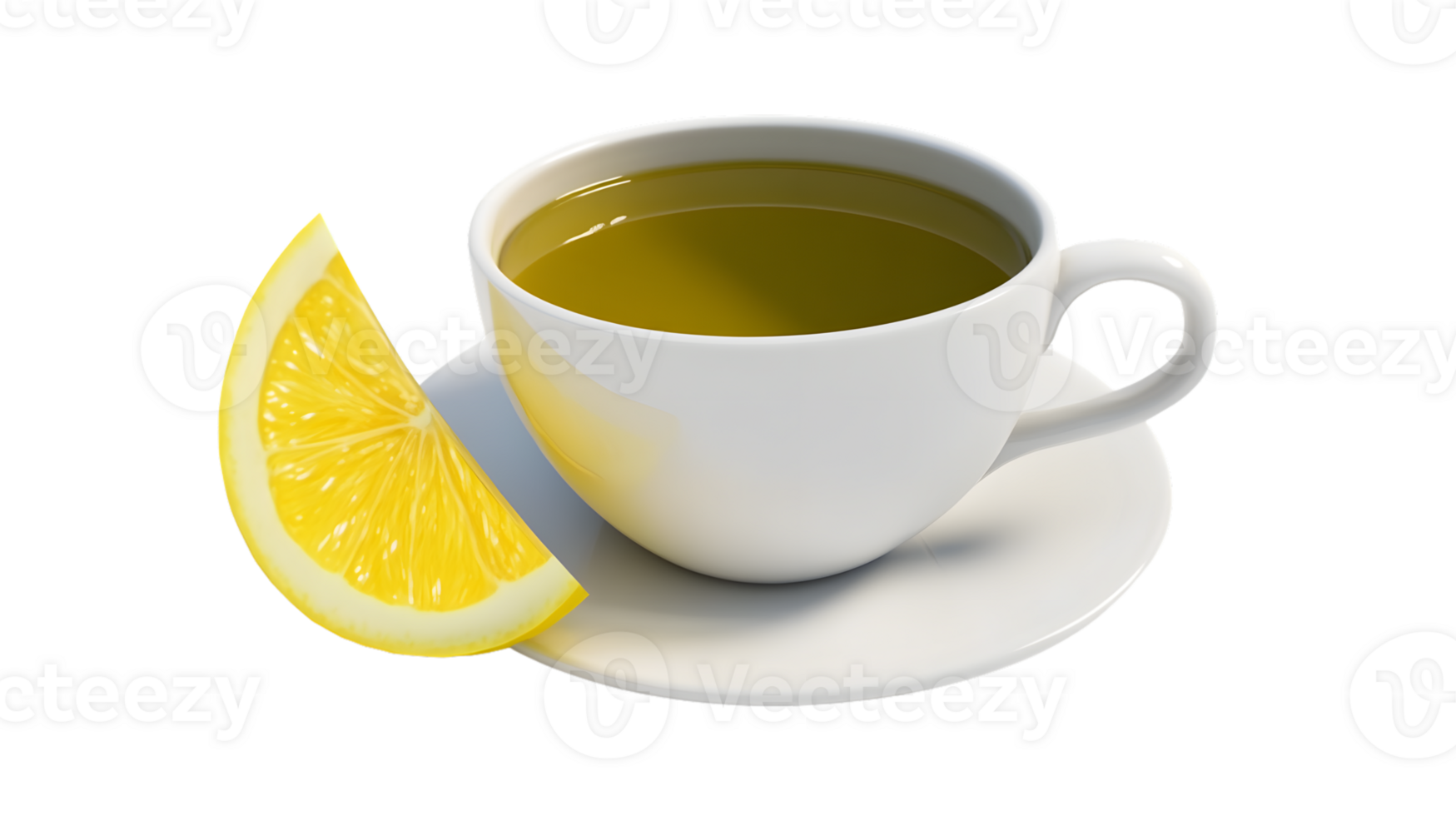 Refreshing Tea with Lemon Slice on a Saucer Ideal for Health and Wellness Themes png