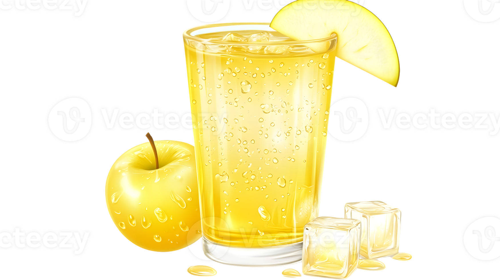Refreshing Yellow Beverage with Ice Cubes and Fruit Garnish Ideal for Summer Drinks Healthy L png