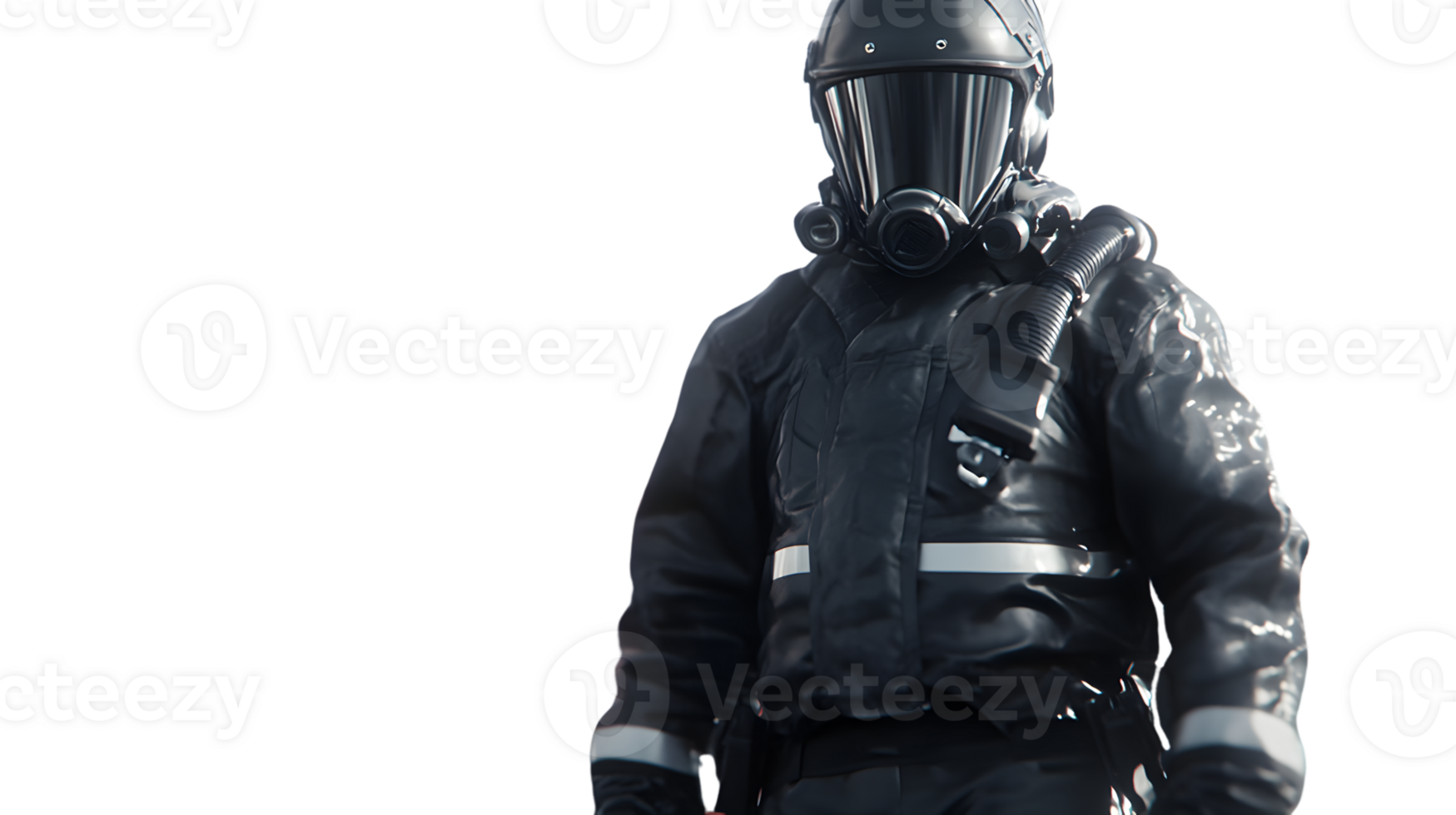 Person in Protective Gear with Gas Mask and Reflective Suit for Safety and Hazardous Environmen png