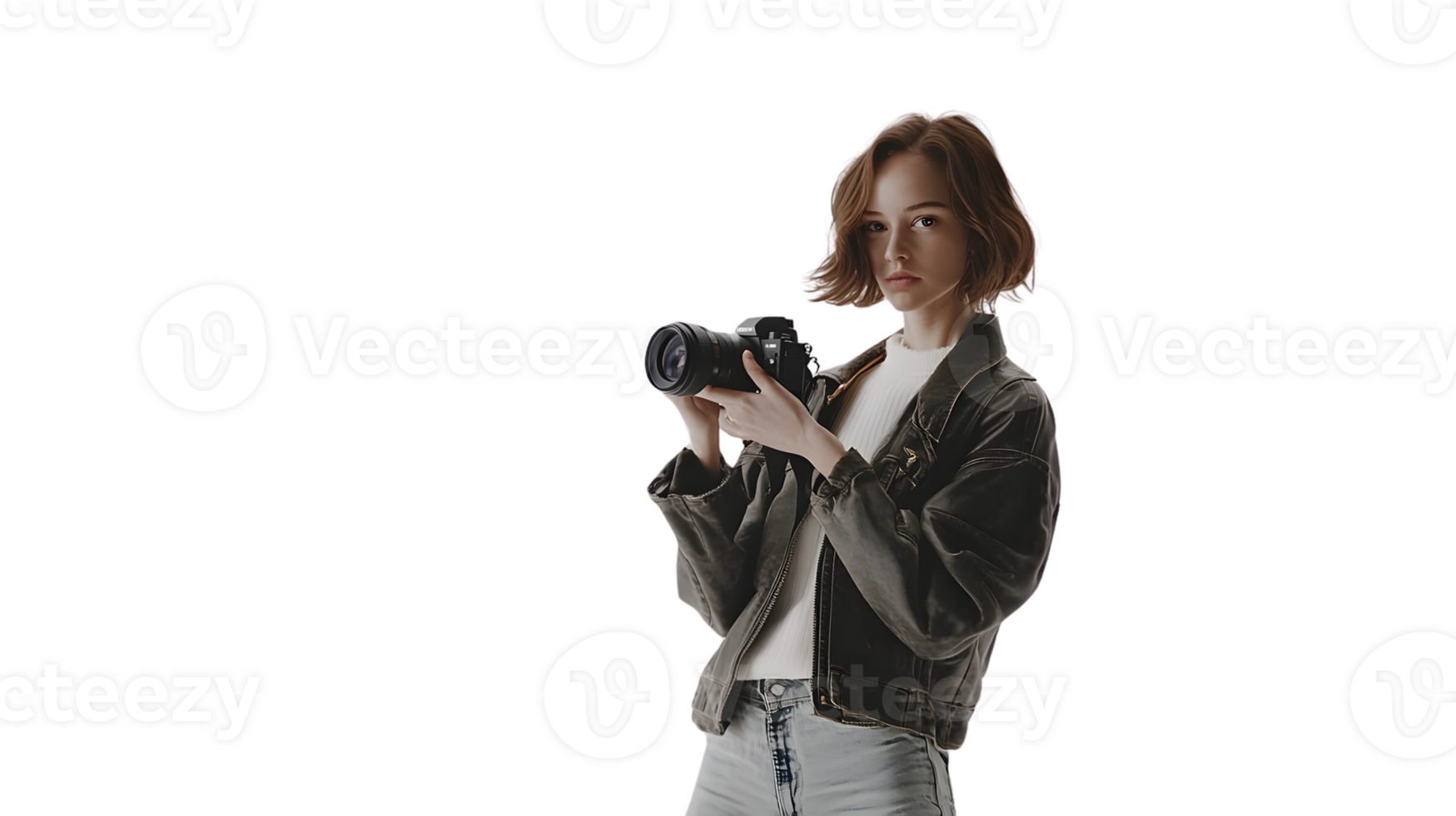 Photographer Capturing Moments with a DSLR Camera in Casual Style png