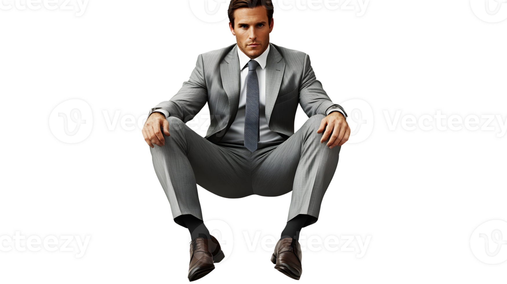 Professional Man in a Suit Sitting with Confidence png