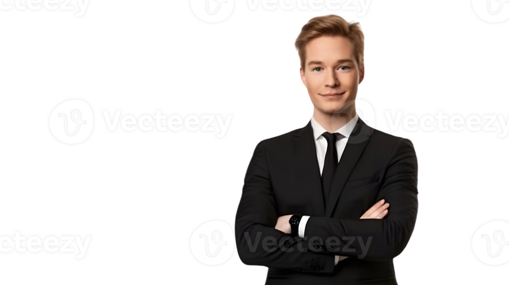 Professional Man in Business Suit with Arms Crossed Confident Pose for Corporate and Business png