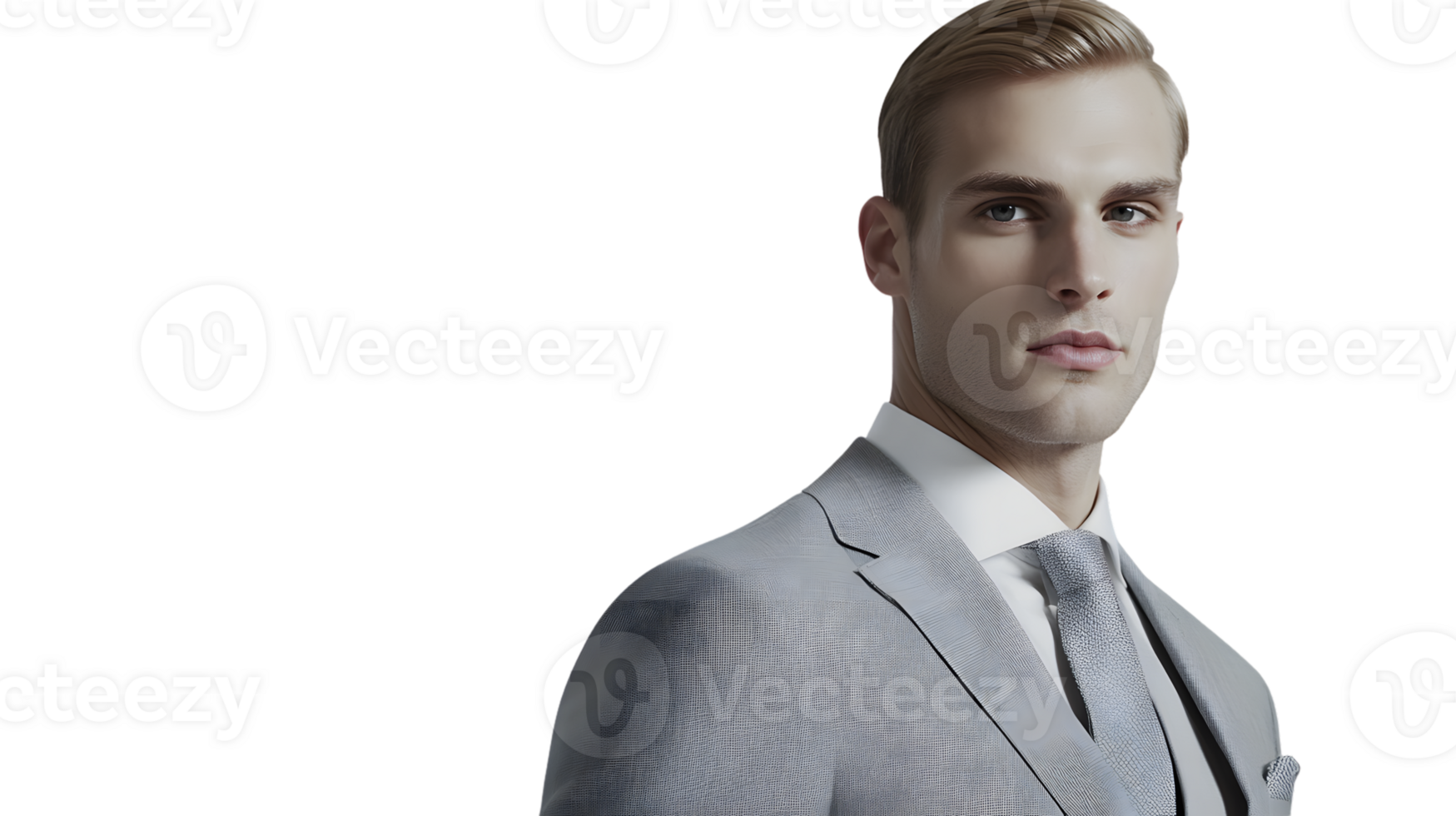 Professional in a Light Gray Suit Businessman Posing with Confidence and Style for Corporate png
