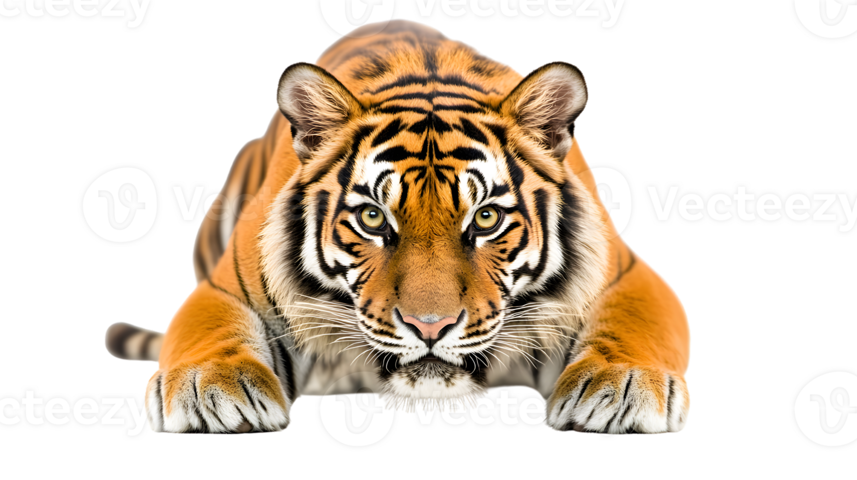 Powerful Tiger CloseUp Wild Cat Portrait Orange Stripes png