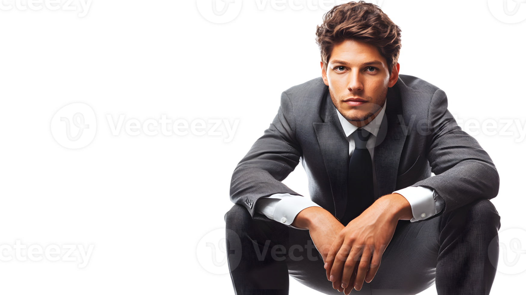 Professional Man in Suit Sitting with Confidence Business Attire Corporate Style Formal Wear png