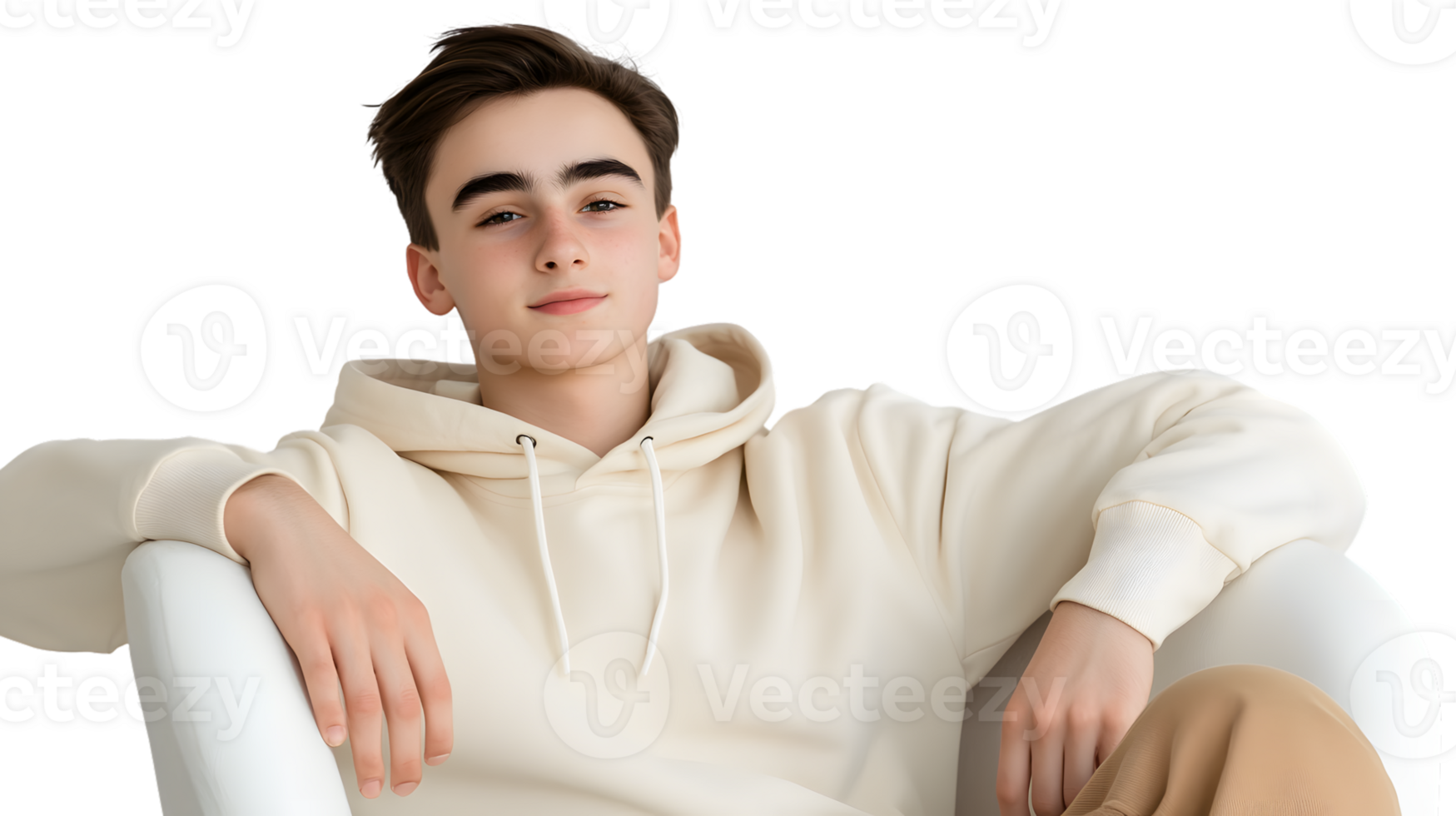 Relaxed Individual in Casual Wear Sitting Comfortably on a Chair png