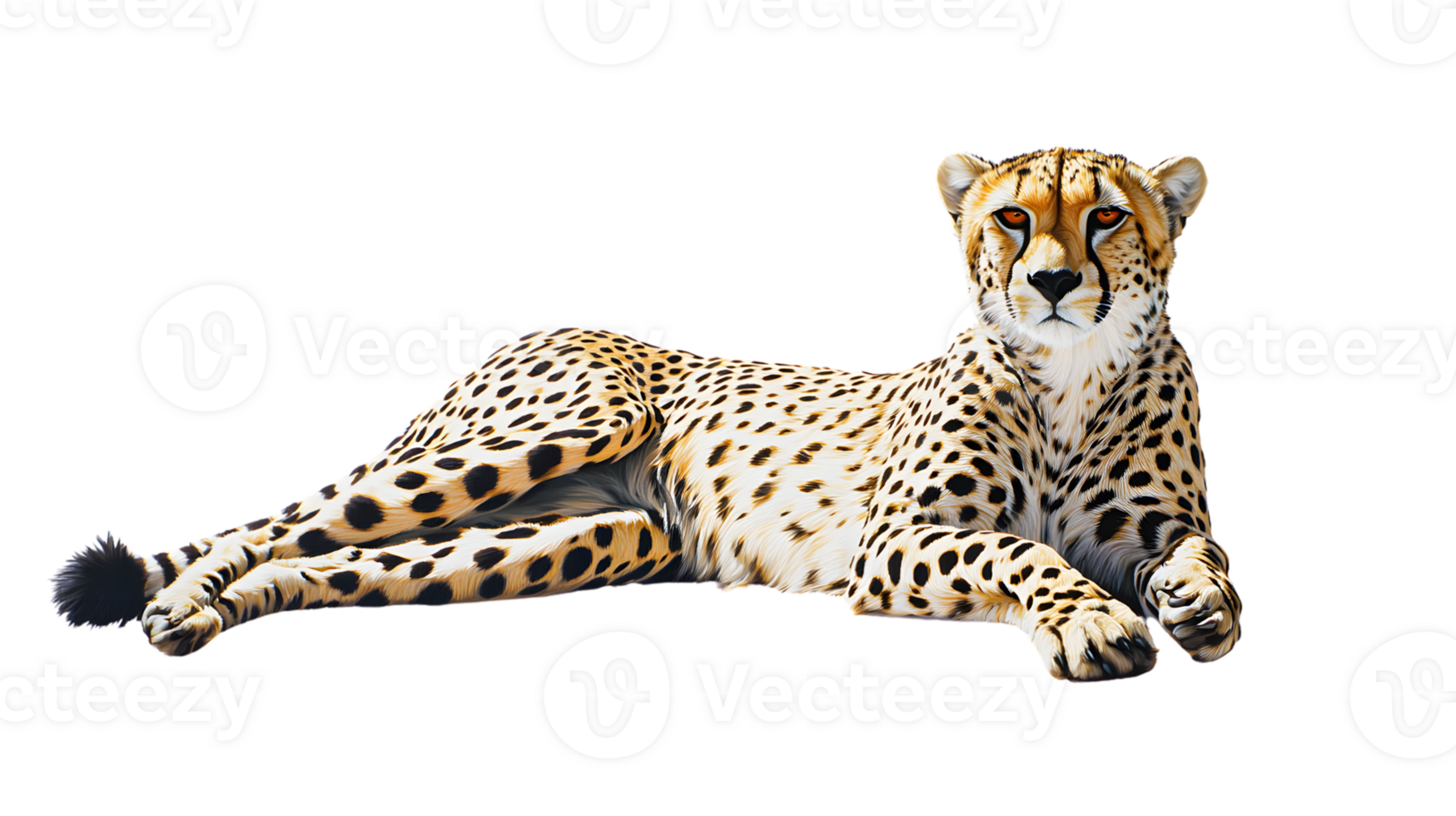 Resting Spotted Feline with Intense Gaze Wildlife Photography HighQuality Animal Image for N png