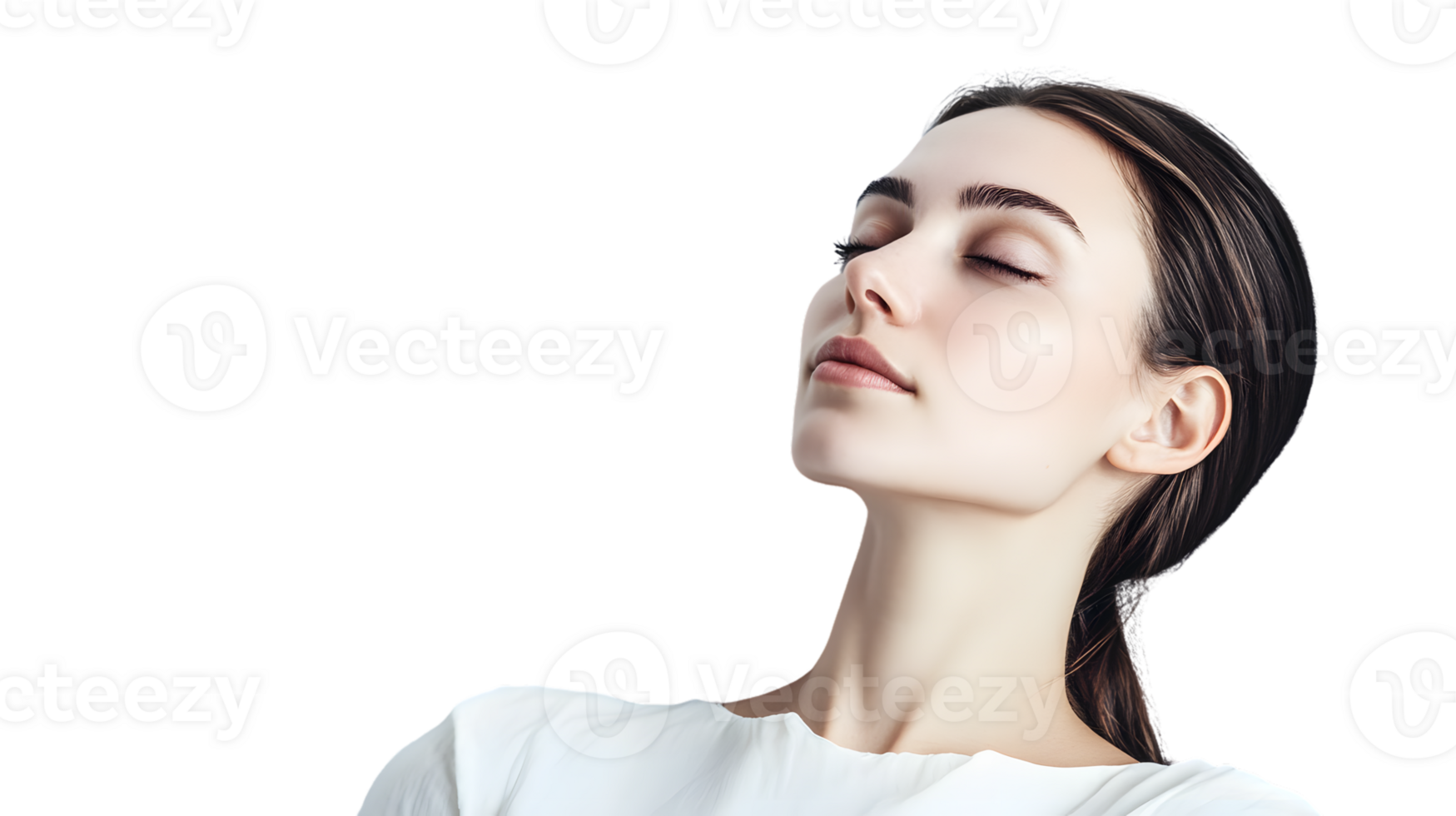 Serene Profile Portrait of a Woman with Eyes Closed Relaxation and Wellness Concept Beauty an png