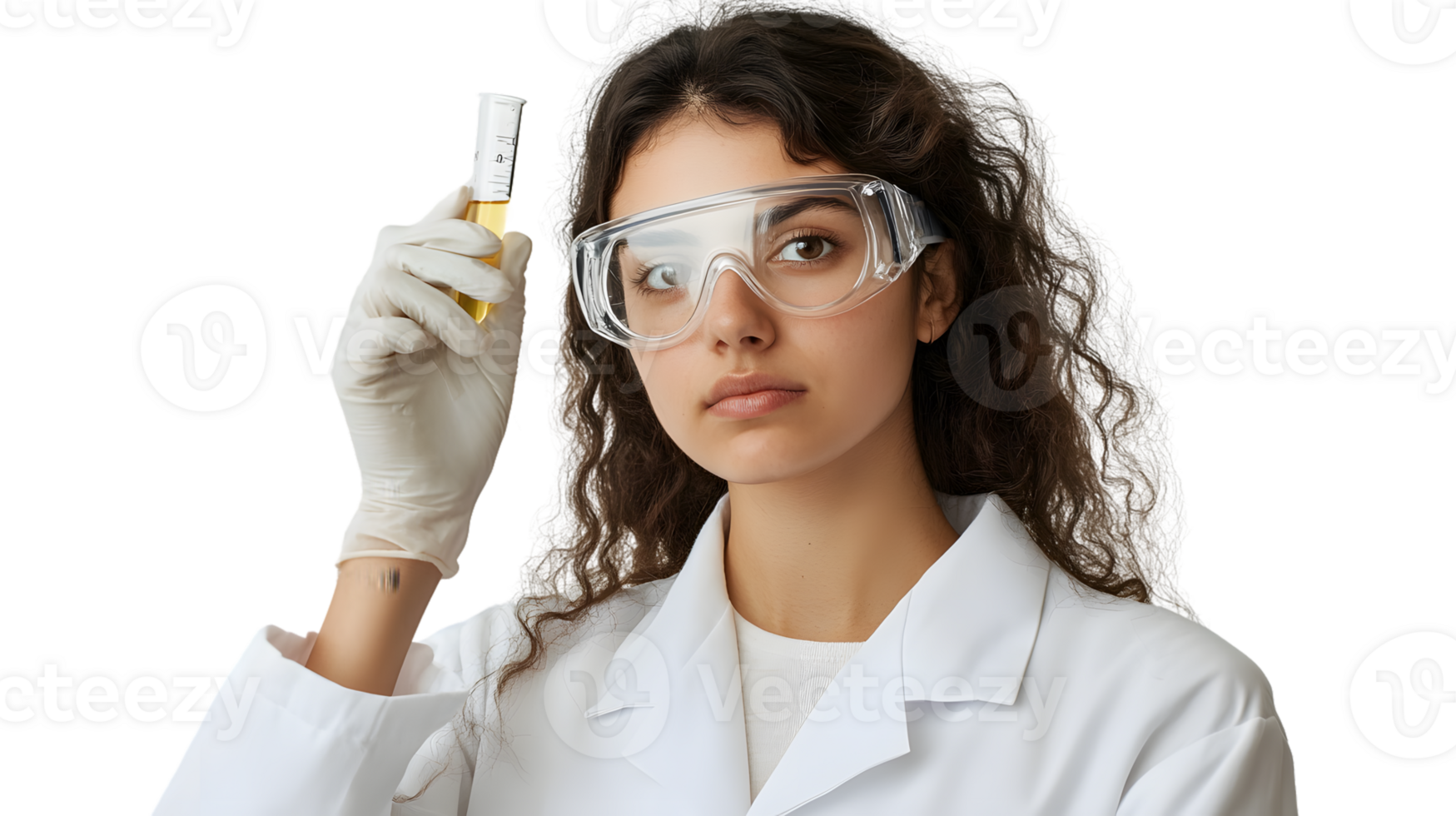 Scientist examining a sample in a test tube png