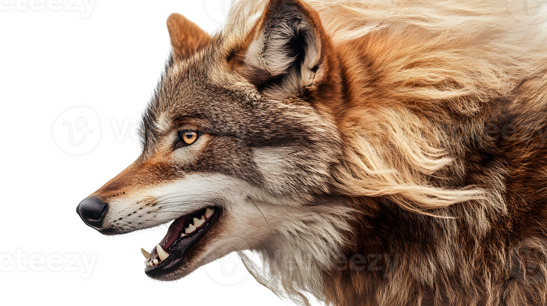 Profile of a wild canine with bared teeth png