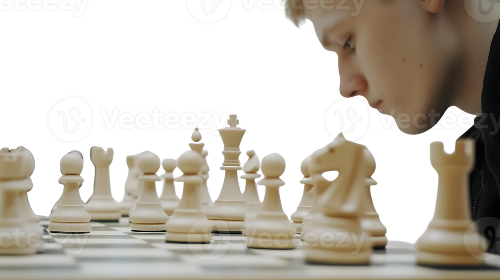 Strategic Focus A CloseUp of a Chess Game with Intense Concentration and Tactical Planning png