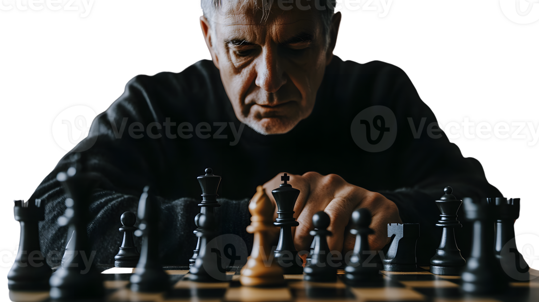 Strategic Thinking A Focused Individual Engaged in a Game of Chess Concentrating on the Next png