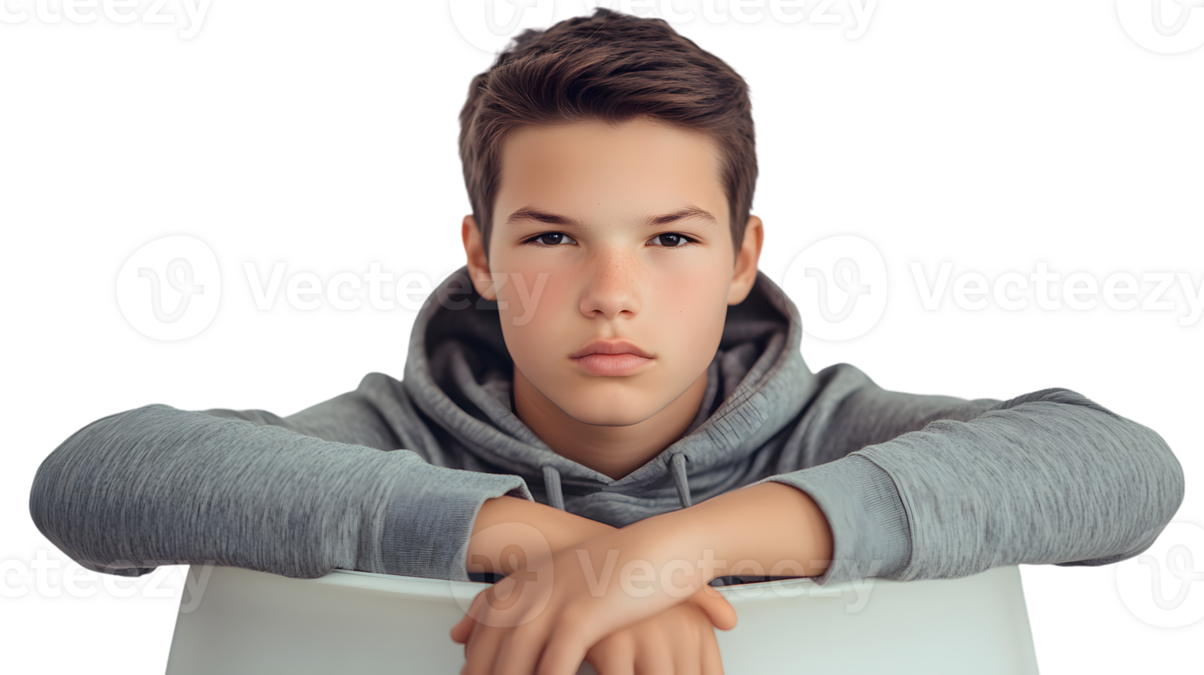Teenager in Casual Pose with Hoodie Arms Crossed and Neutral Expression for Various Projects png