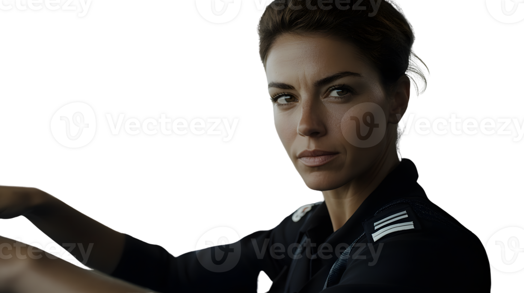 Uniformed Officer in Command Pose Military Leadership Professional Attire Authority Figure png