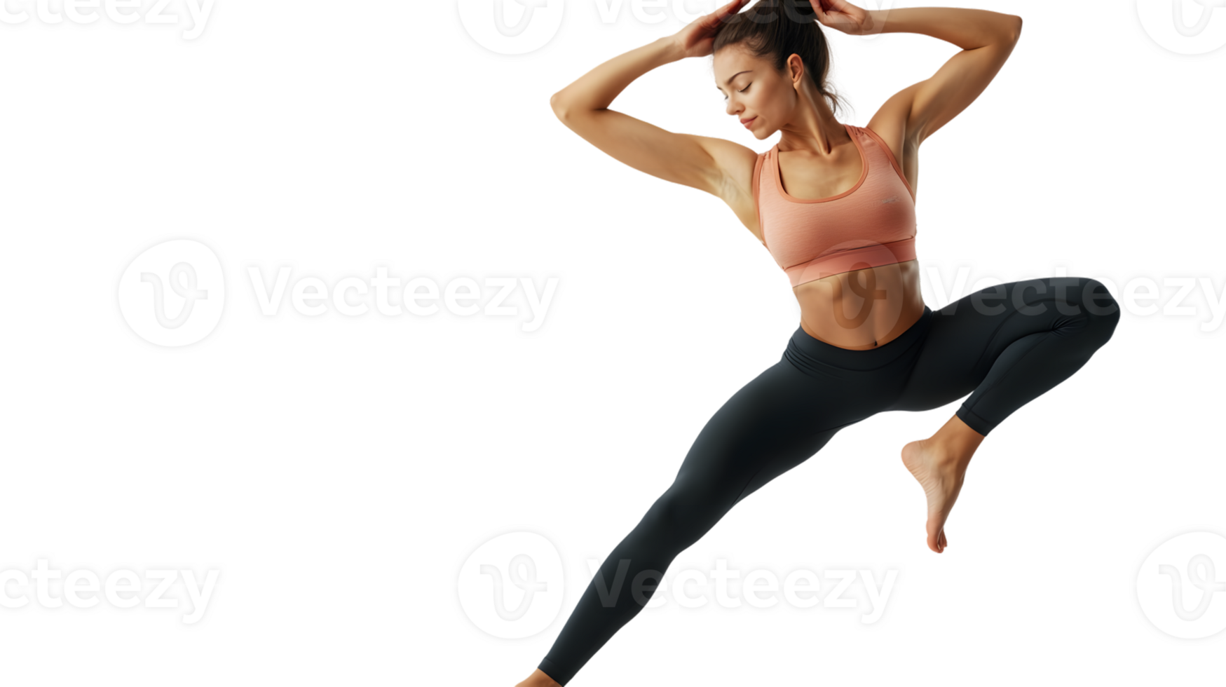Yoga Pose with Grace and Strength A Woman in Athletic Wear Balancing on One Leg Perfect for F png