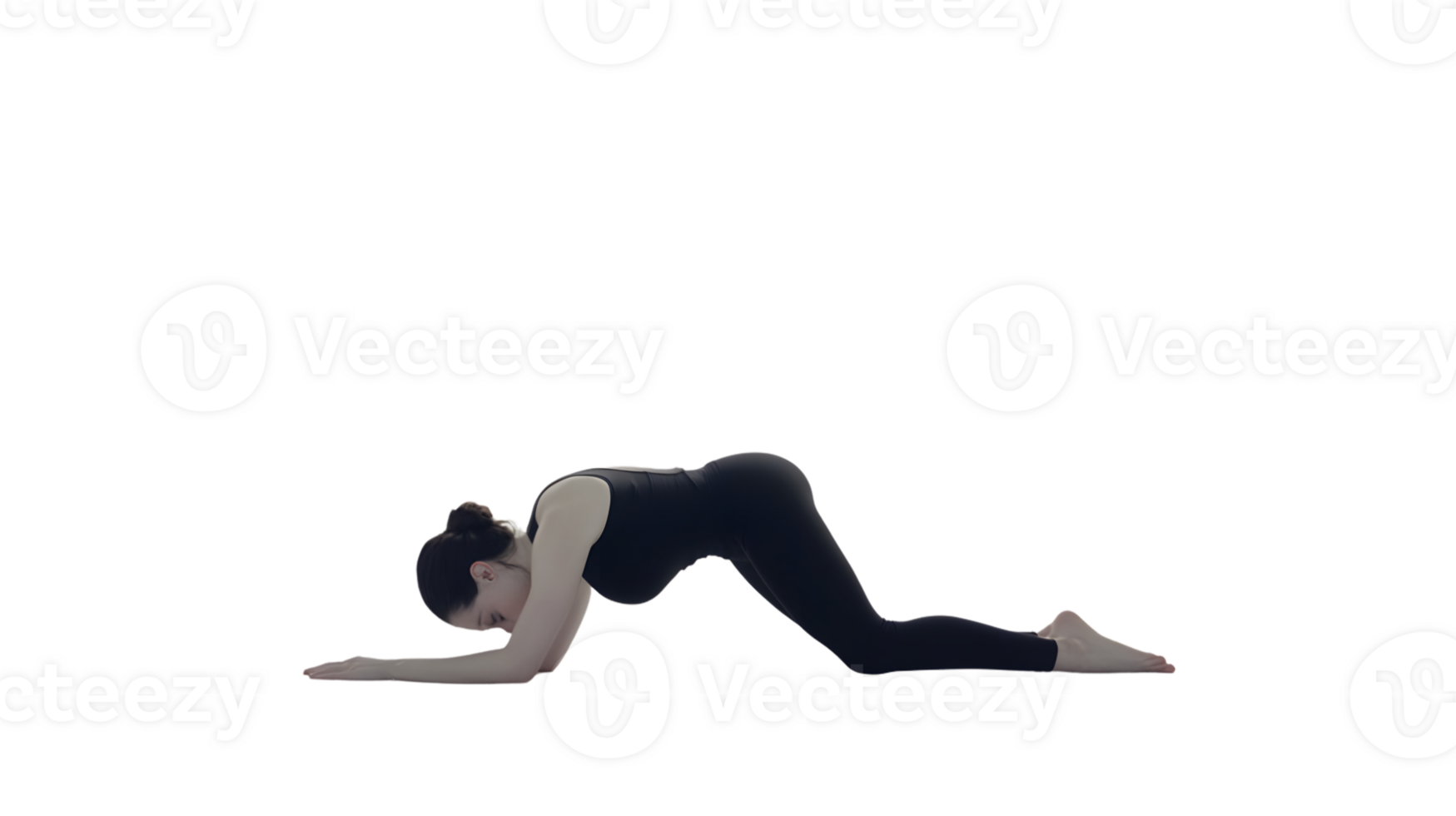 Yoga Pose Woman Practicing CatCow Stretch for Flexibility and Wellness png