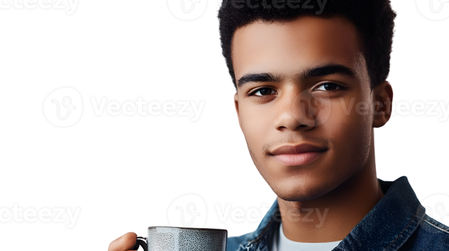 Young Man Holding a Mug with a Casual and Relaxed Expression png