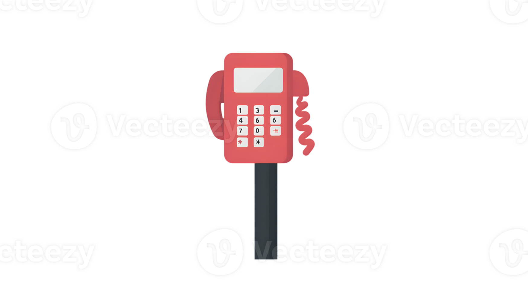 A classic red public telephone with a coiled cord and keypad ideal for communication themes png