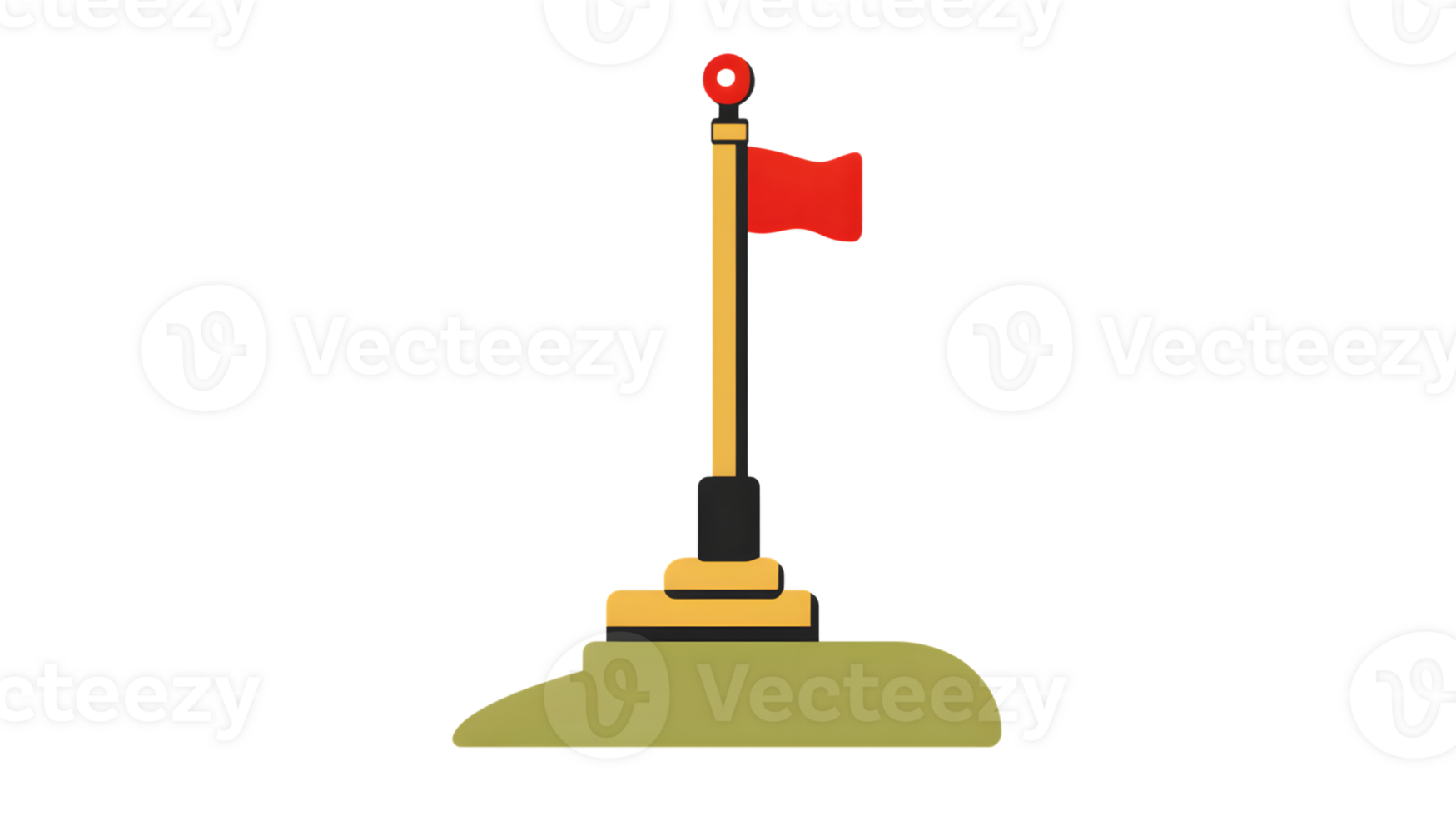 A golf hole flagstick with a red flag set on a green base ideal for sports and recreation the png