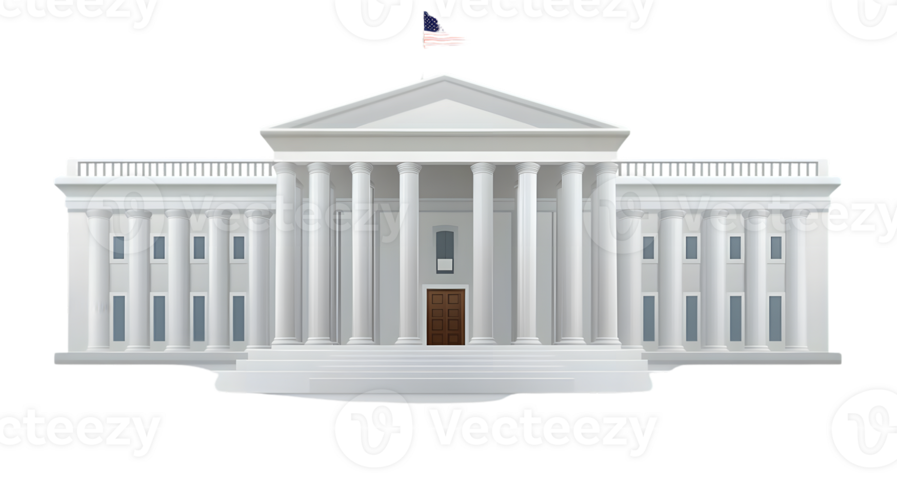 A grand neoclassical structure with columns and a flag ideal for government history and arch png