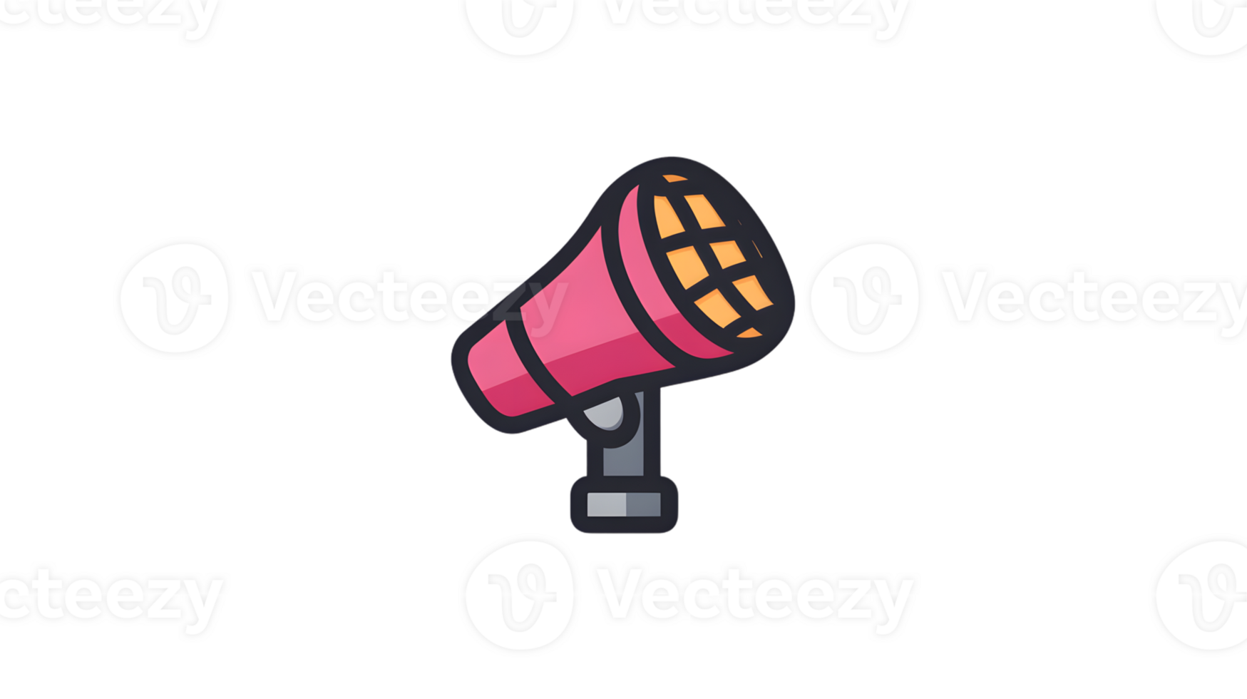 A vibrant megaphone with a bold pink design and orange grid ideal for communication themes png