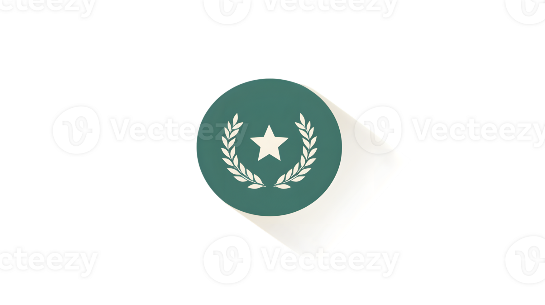Abstract Emblem with Star and Laurel Wreath on Teal Circle Modern Design for Logos Badges Aw png