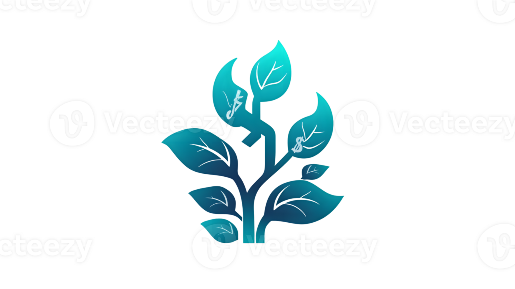 Abstract Teal Plant with Dollar Signs Modern Finance and Growth Symbol for Business Concepts png