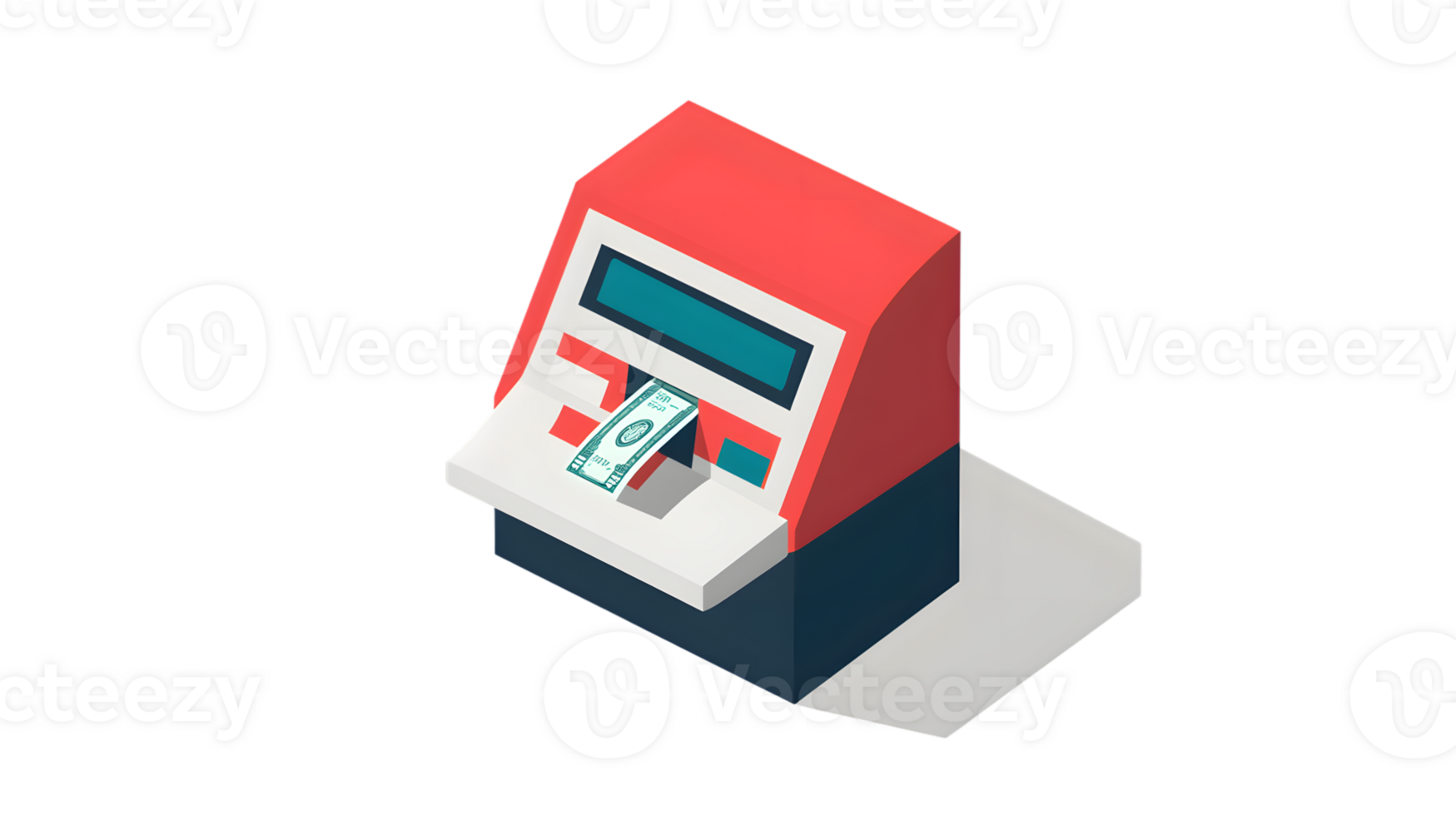 Automated Teller Machine Dispensing Cash Modern Banking and Financial Transactions Visualized png